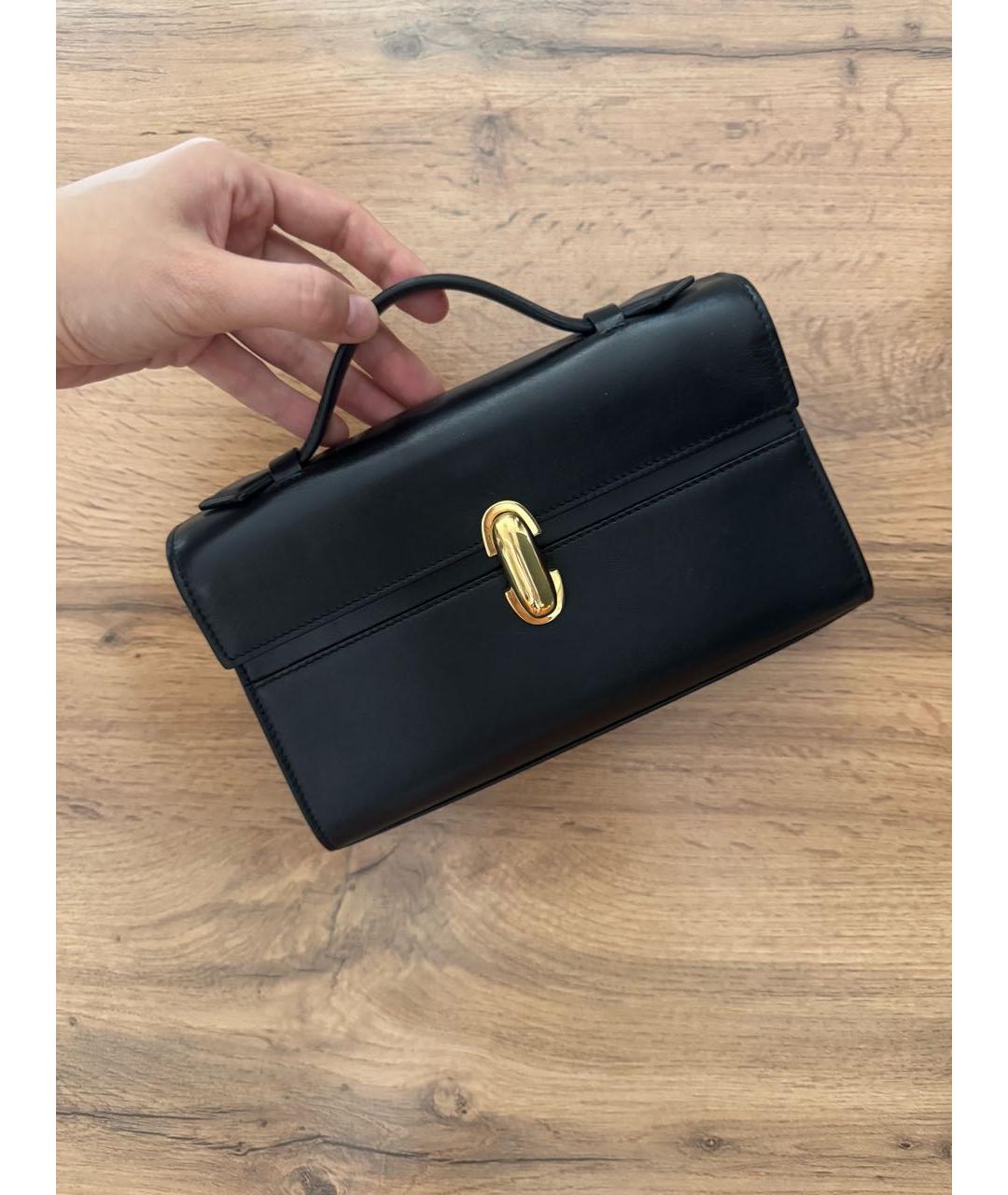 Savette Черная кожаная сумка с короткими ручками, фото 2