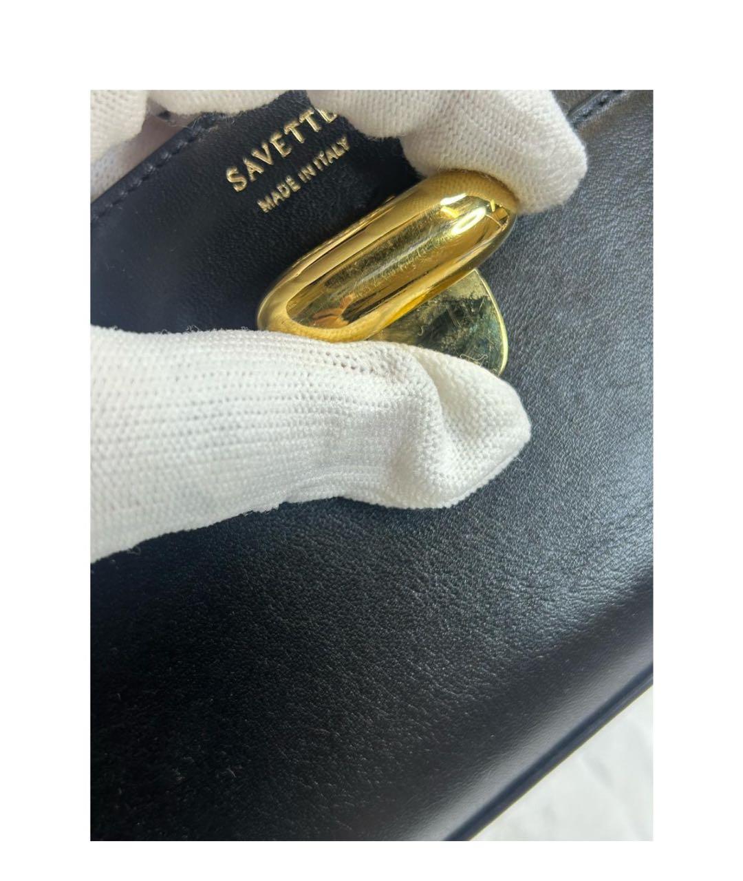 Savette Черная кожаная сумка с короткими ручками, фото 6