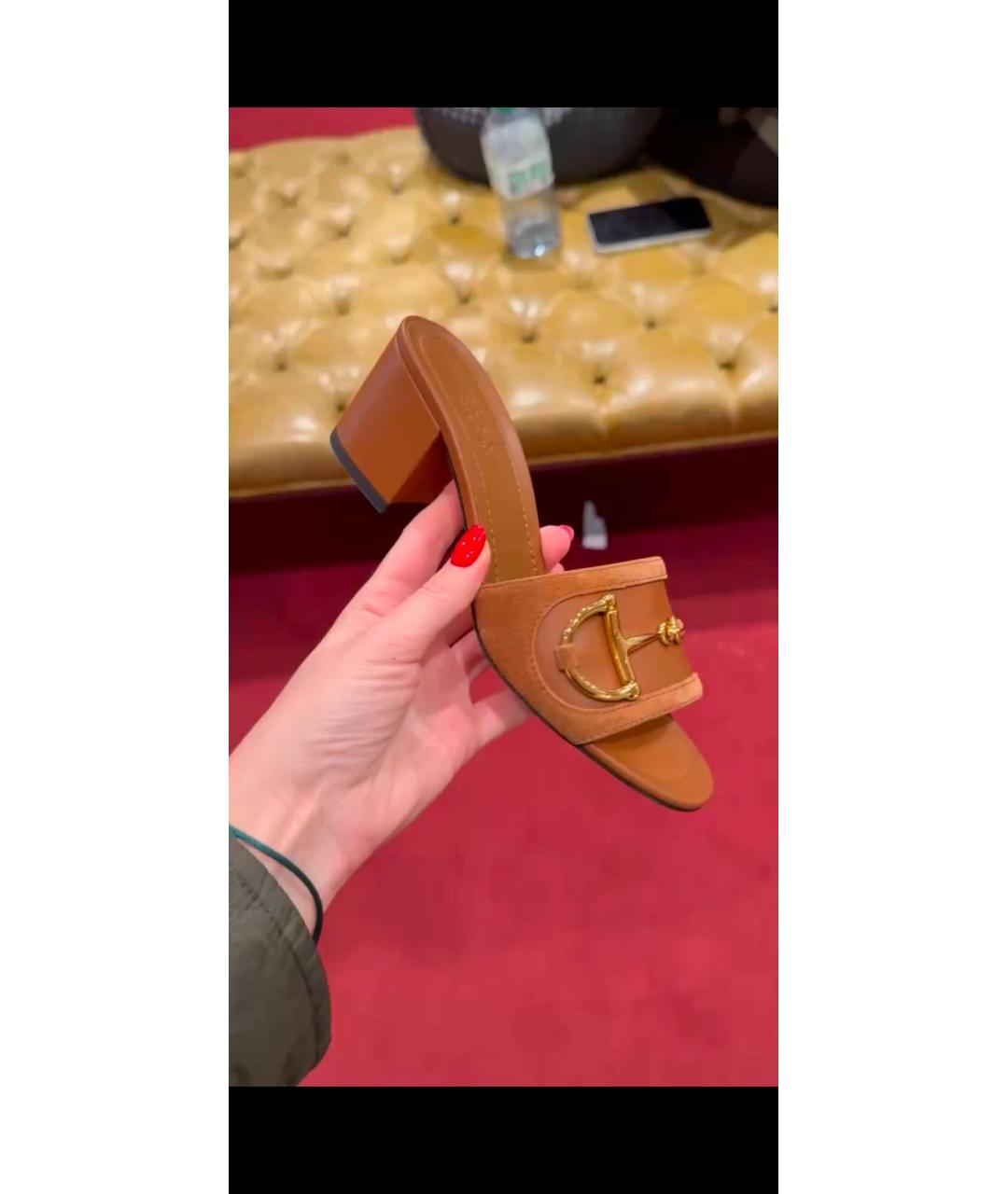 GUCCI Коричневые кожаные мюли, фото 6