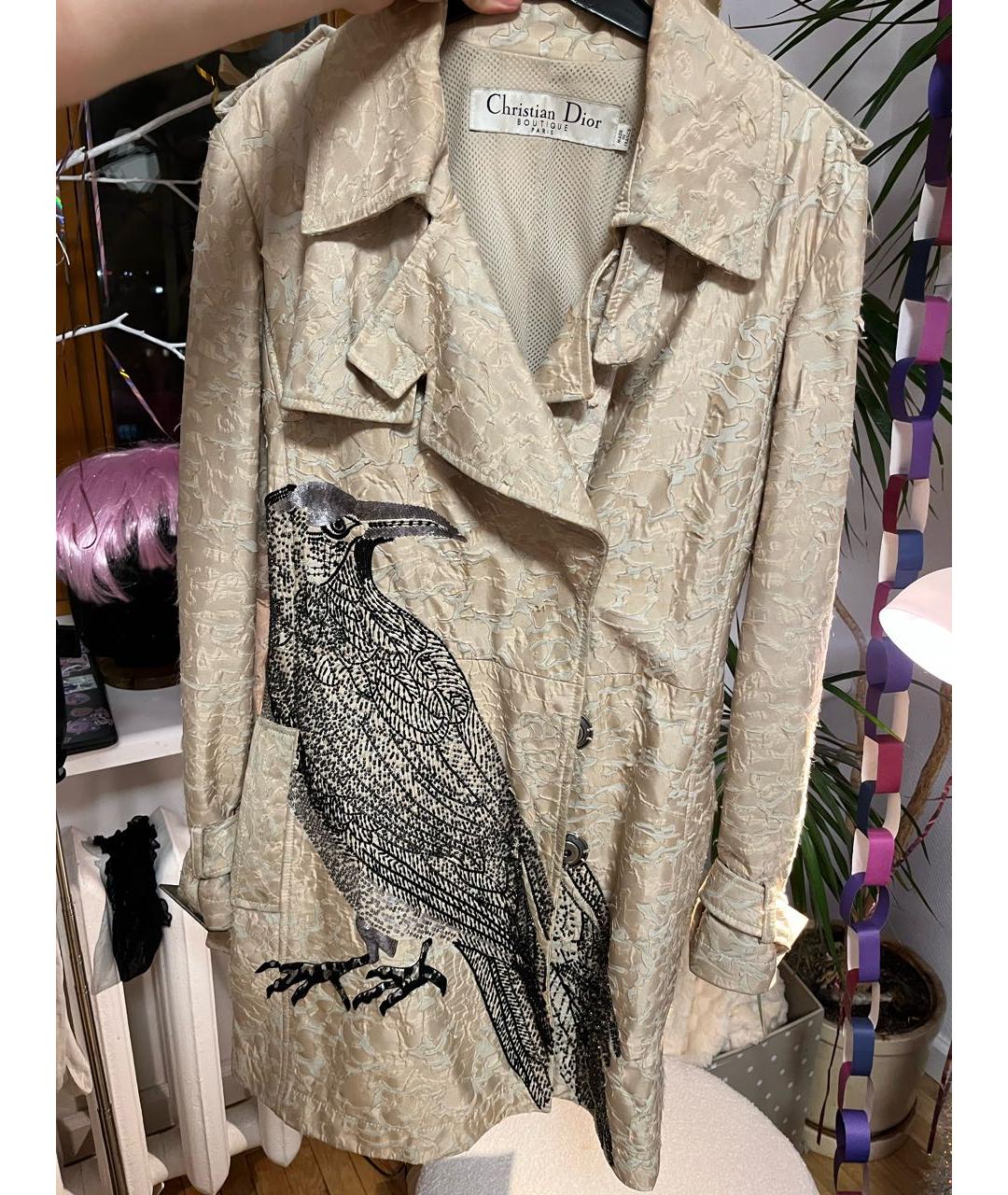 CHRISTIAN DIOR Бежевый полиамидовый тренч/плащ, фото 8