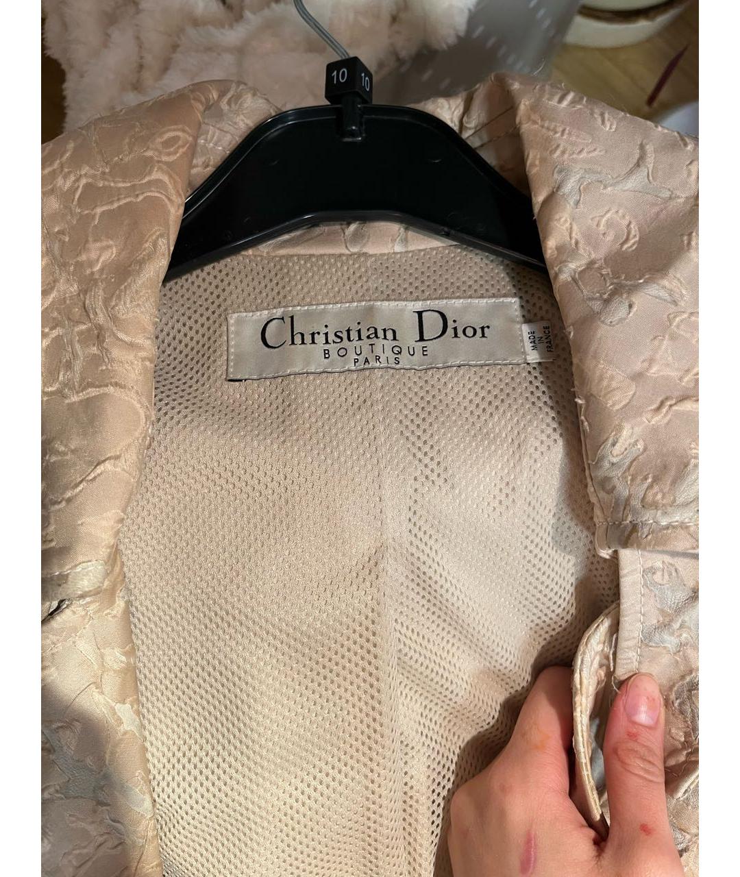 CHRISTIAN DIOR Бежевый полиамидовый тренч/плащ, фото 3