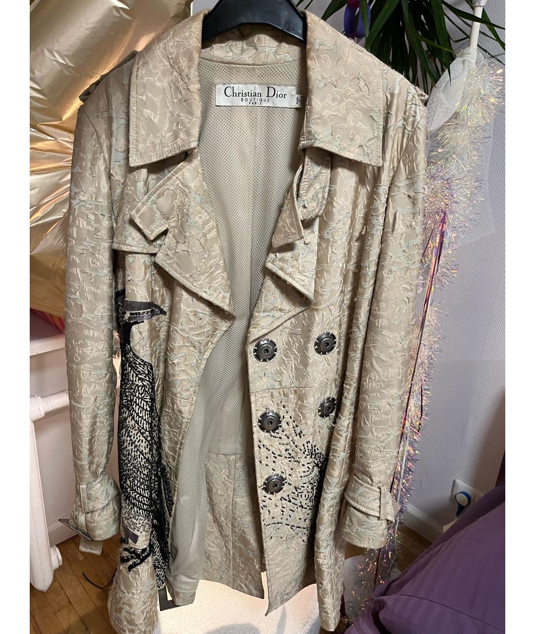 CHRISTIAN DIOR Бежевый полиамидовый тренч/плащ, фото 2