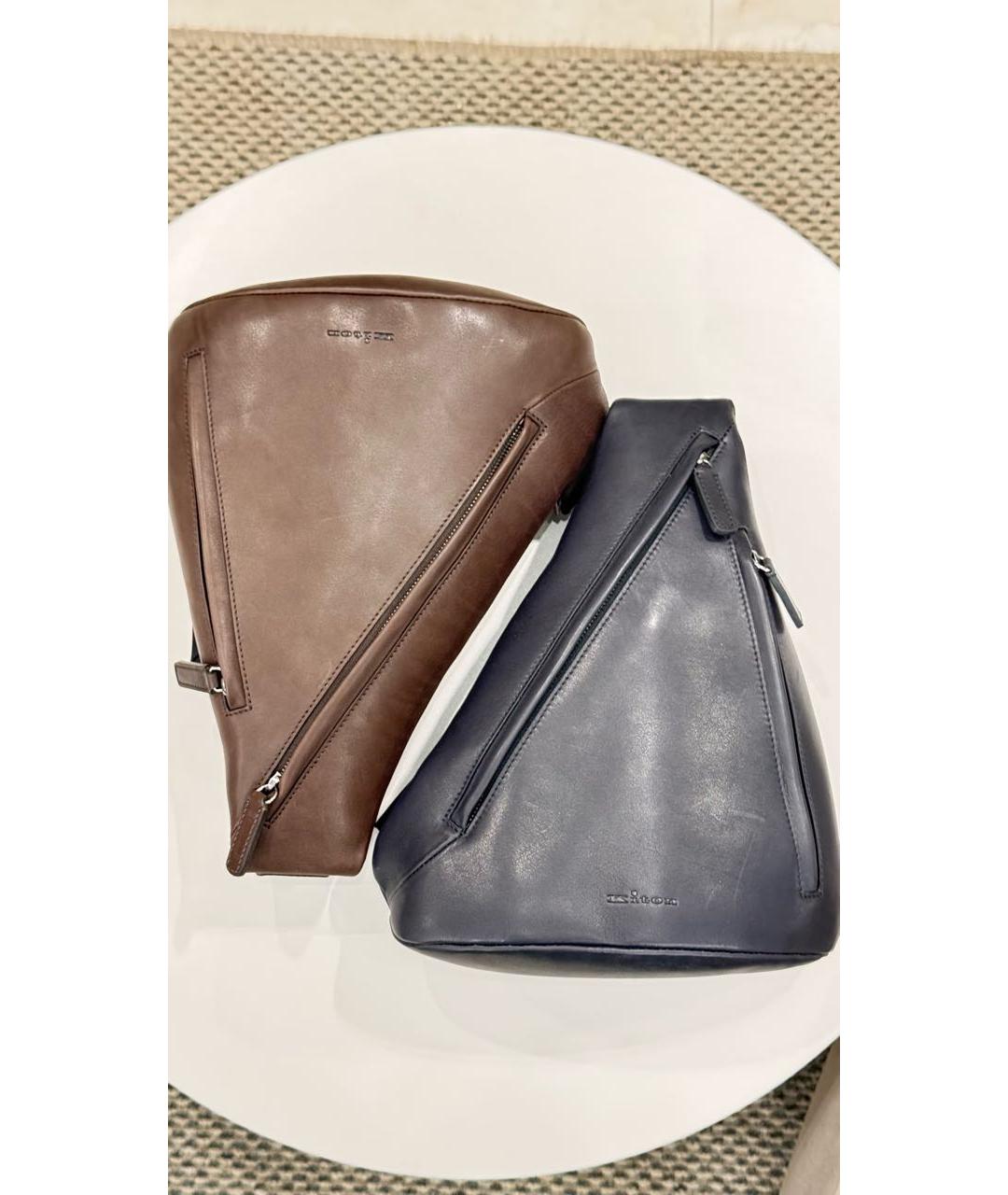 KITON Коричневый кожаный рюкзак, фото 4