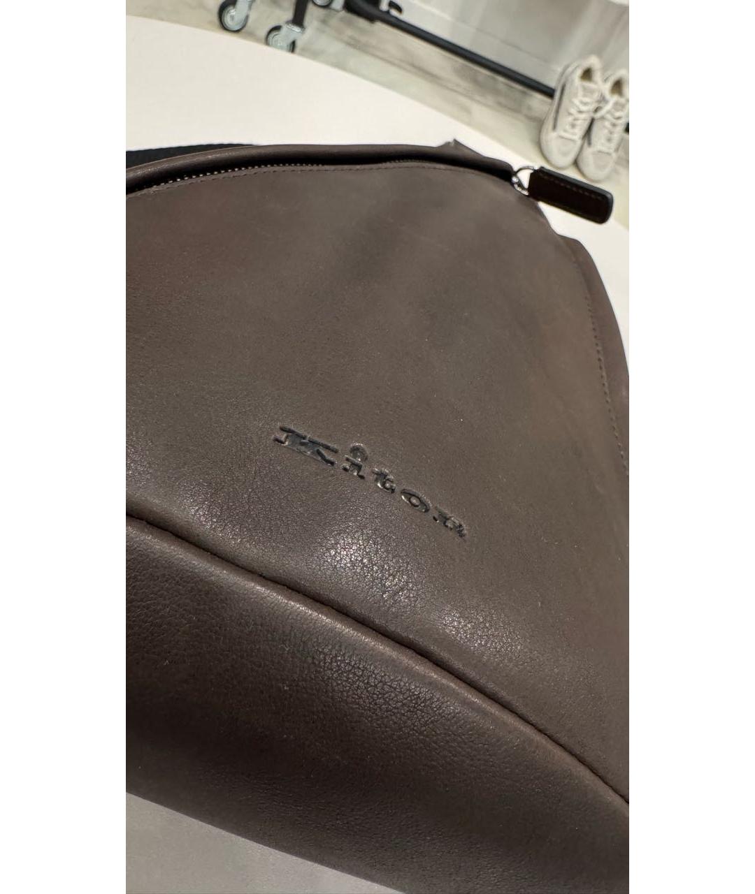 KITON Коричневый кожаный рюкзак, фото 3