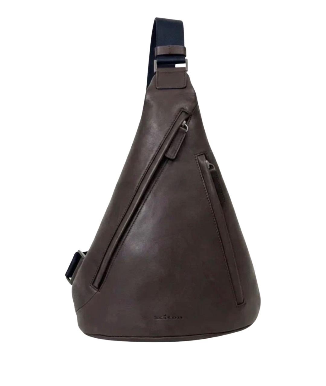 KITON Коричневый кожаный рюкзак, фото 1