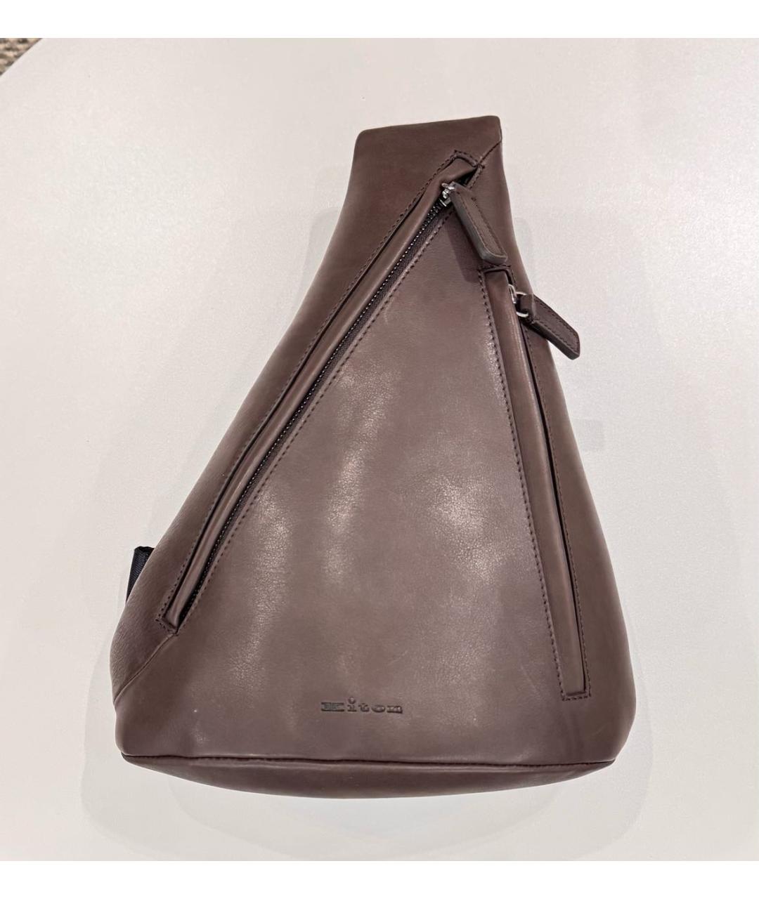 KITON Коричневый кожаный рюкзак, фото 2