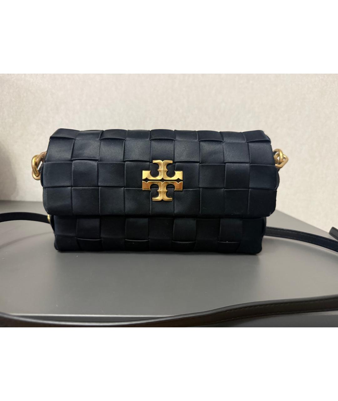 TORY BURCH Черная кожаная сумка с короткими ручками, фото 3