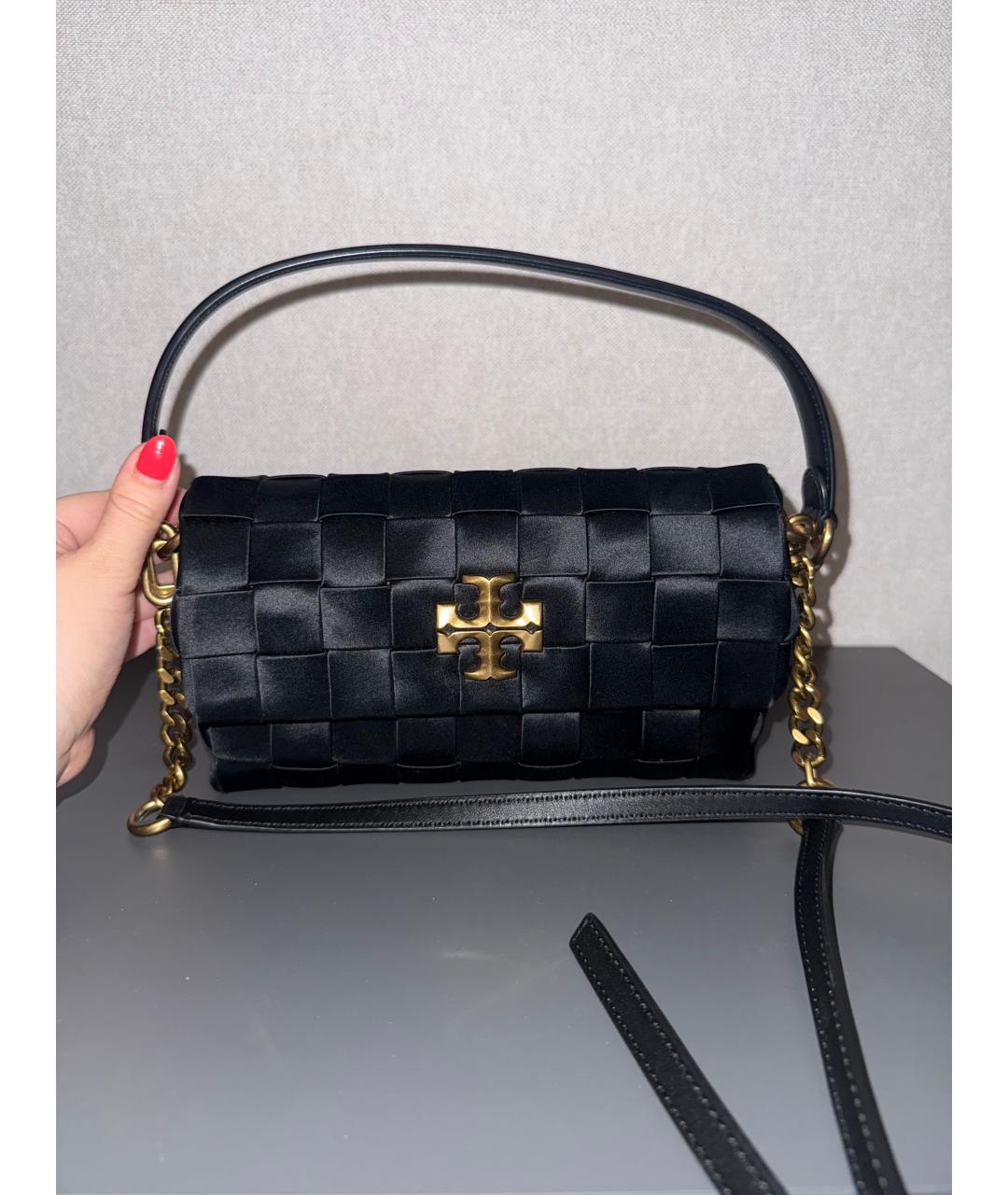 TORY BURCH Черная кожаная сумка с короткими ручками, фото 2