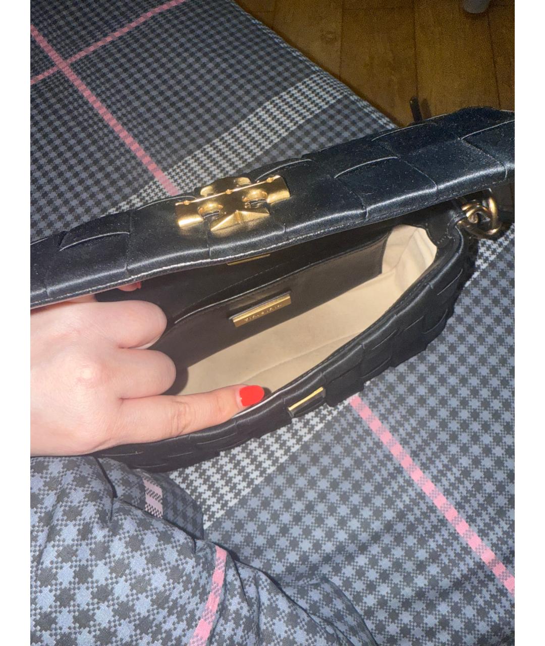 TORY BURCH Черная кожаная сумка с короткими ручками, фото 6