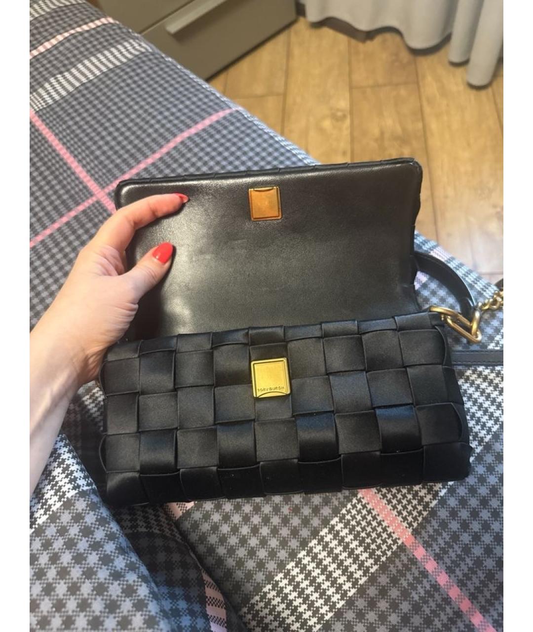 TORY BURCH Черная кожаная сумка с короткими ручками, фото 8