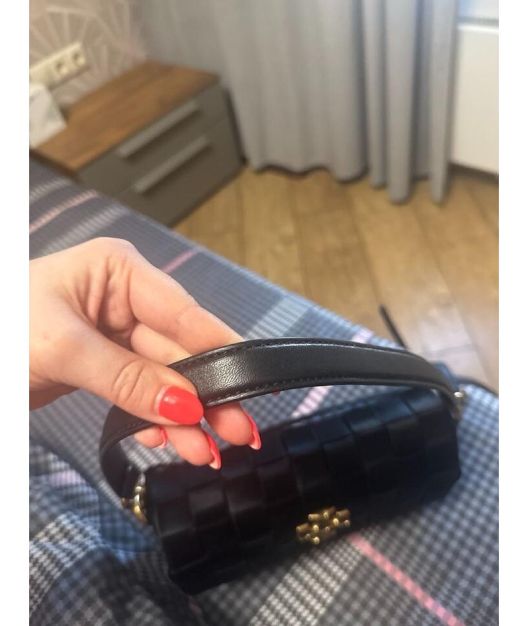 TORY BURCH Черная кожаная сумка с короткими ручками, фото 9