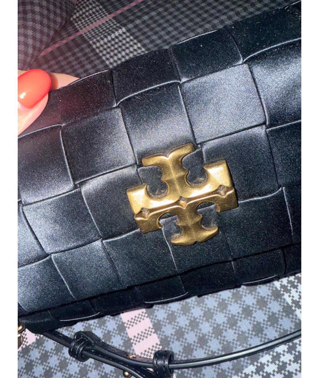 TORY BURCH Черная кожаная сумка с короткими ручками, фото 7