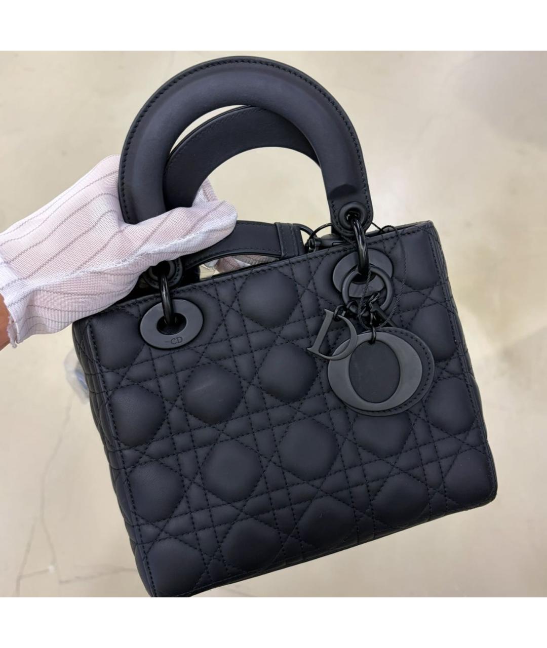 CHRISTIAN DIOR Черная кожаная сумка с короткими ручками, фото 5