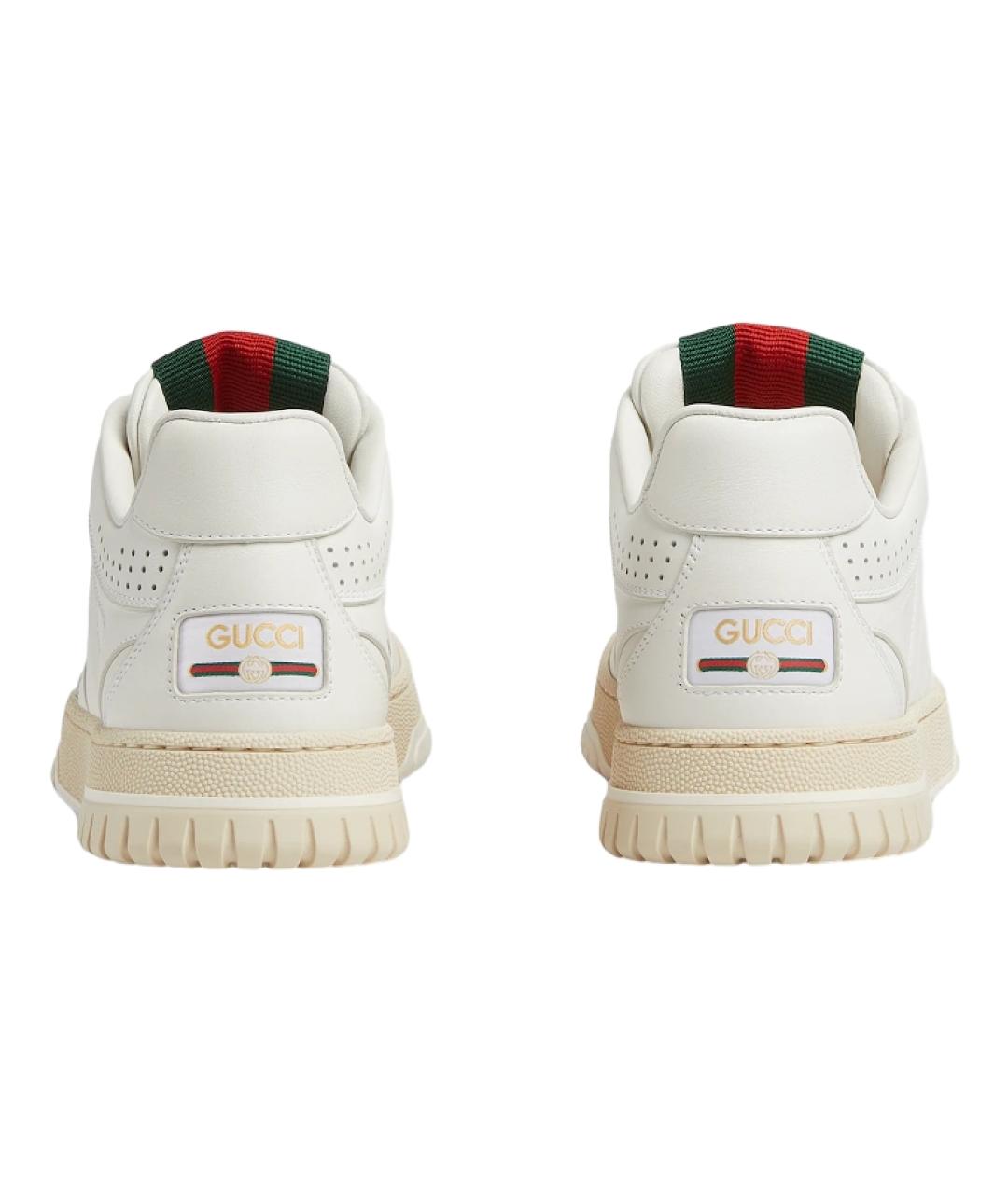 GUCCI Белые кожаные кроссовки, фото 4