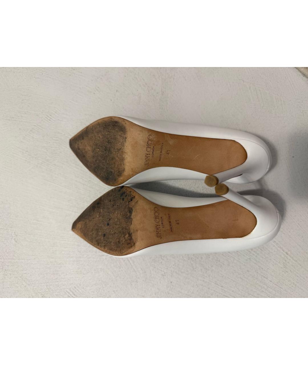 JIMMY CHOO Белые кожаные туфли, фото 7