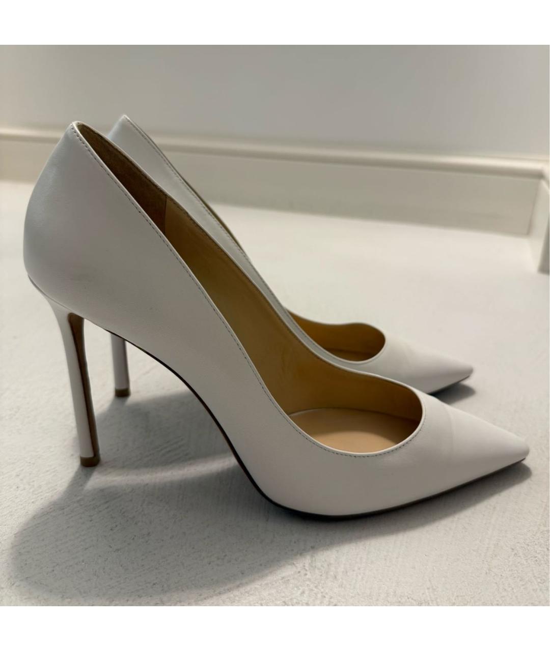 JIMMY CHOO Белые кожаные туфли, фото 9