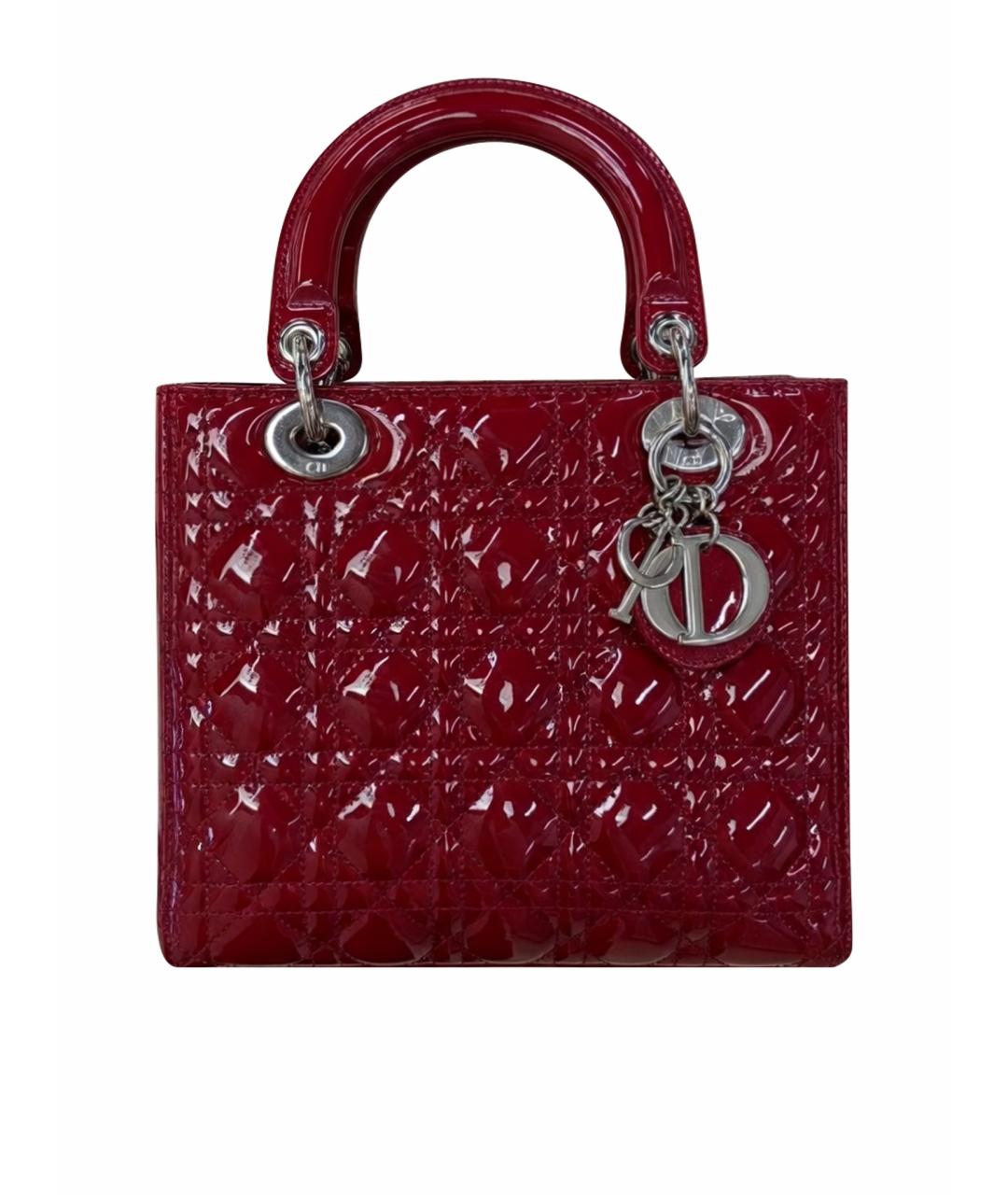 CHRISTIAN DIOR Бордовая сумка с короткими ручками из лакированной кожи, фото 1