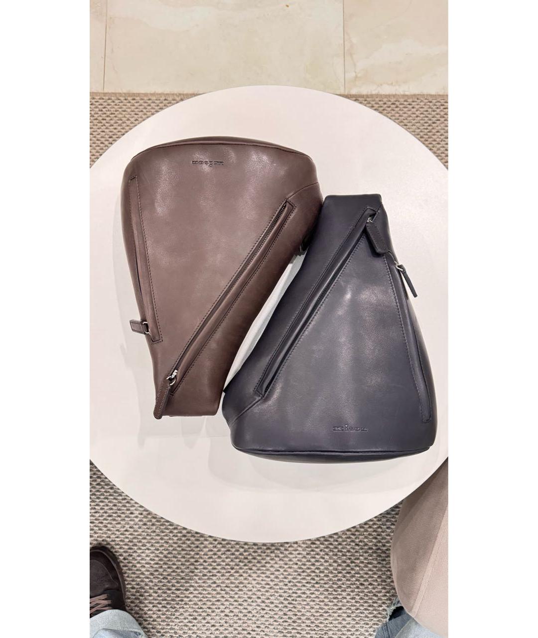 KITON Черный кожаный рюкзак, фото 4