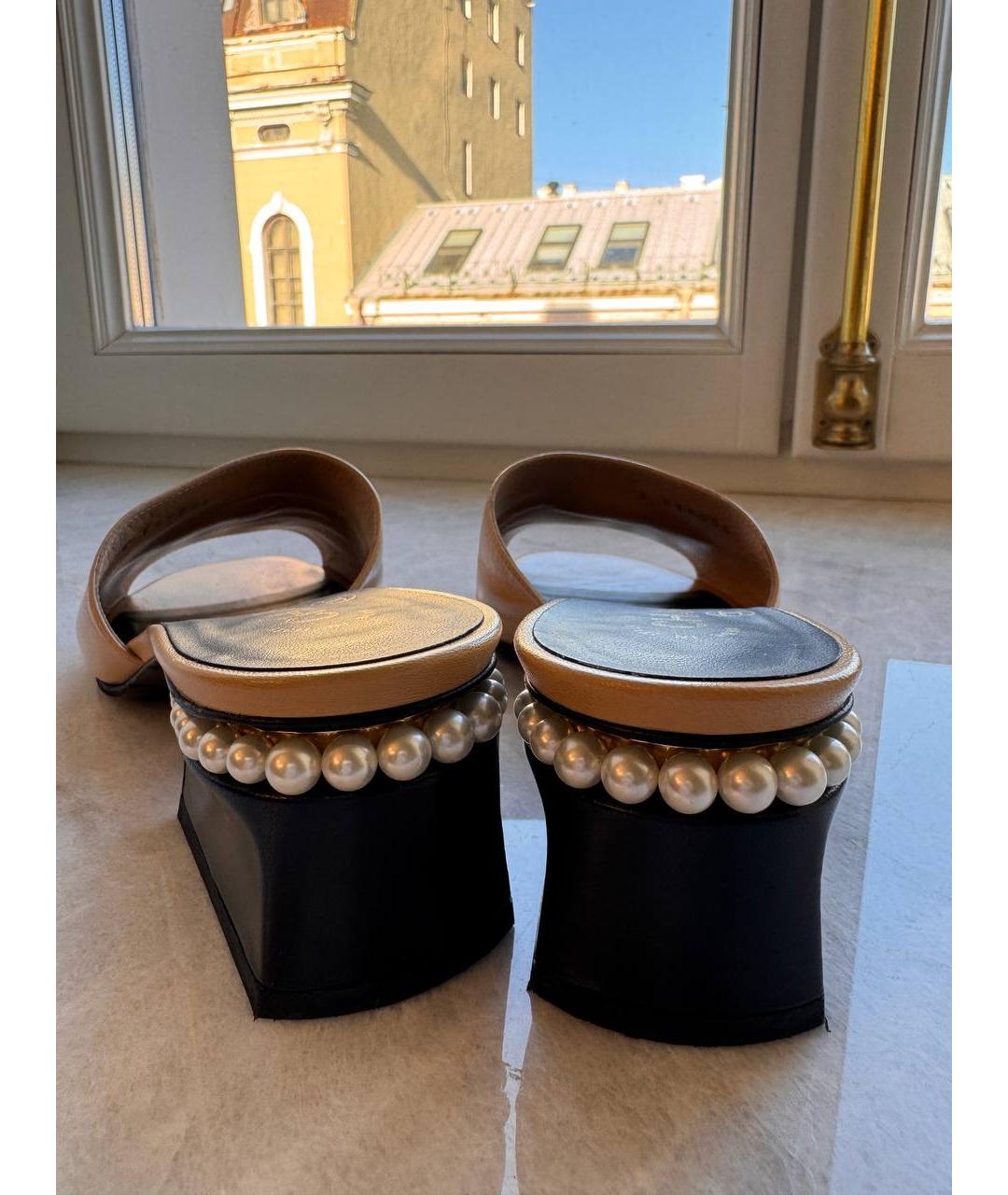 CHANEL Бежевые кожаные босоножки, фото 4