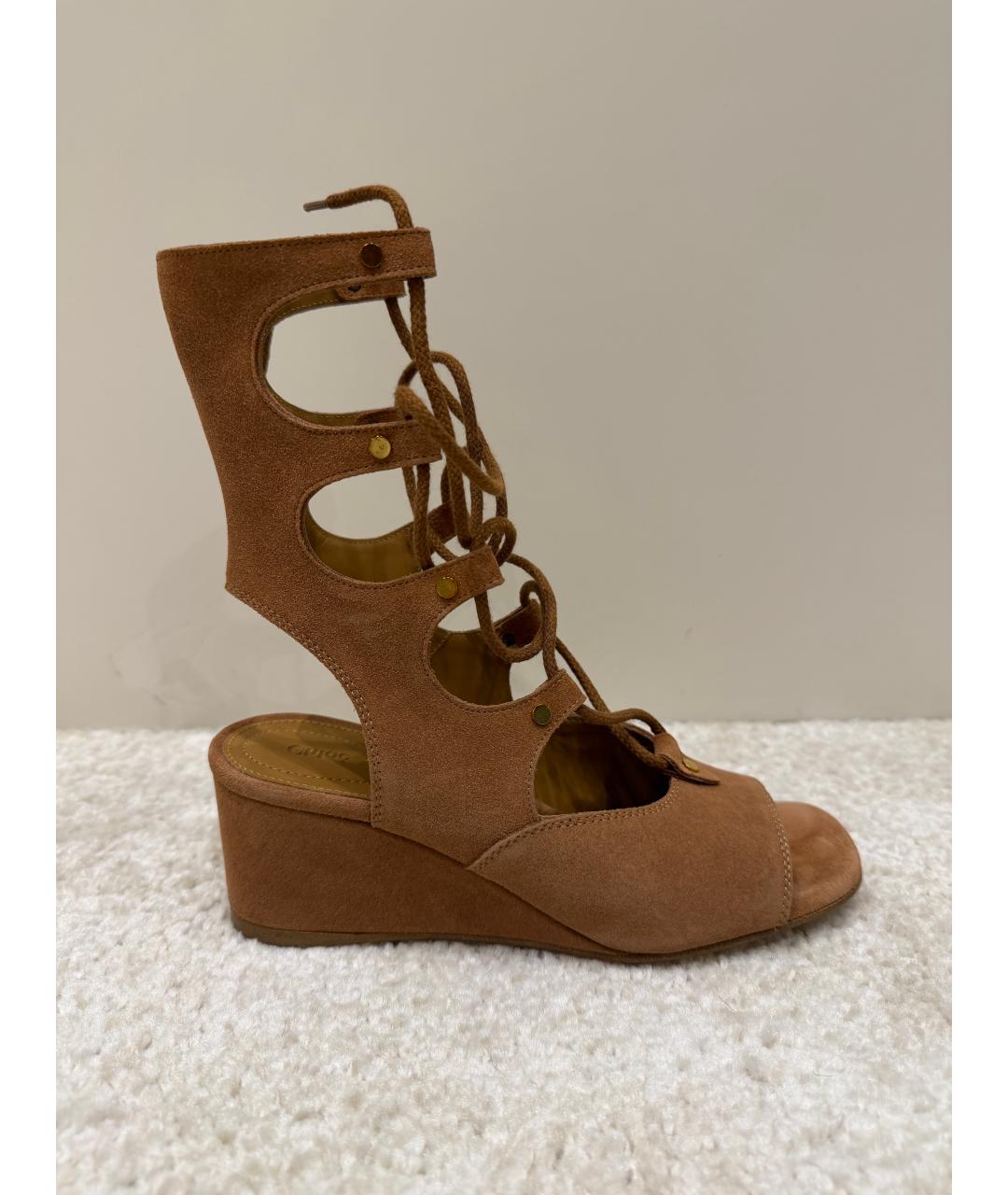 CHLOE Бежевые замшевые босоножки, фото 8