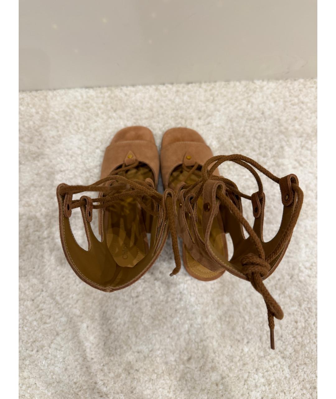 CHLOE Бежевые замшевые босоножки, фото 3