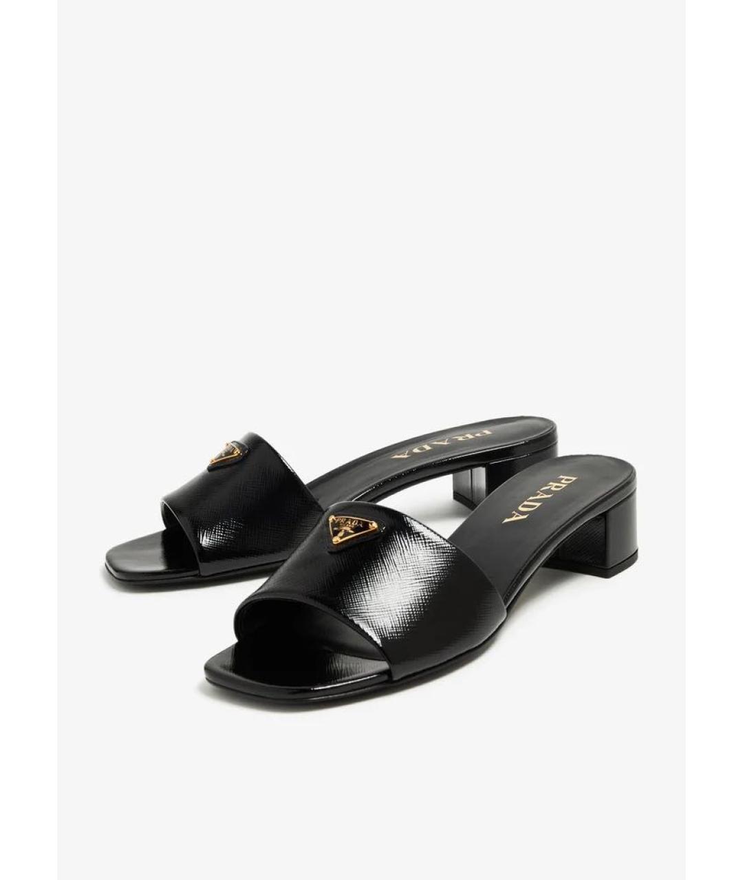PRADA Черные кожаные мюли, фото 3