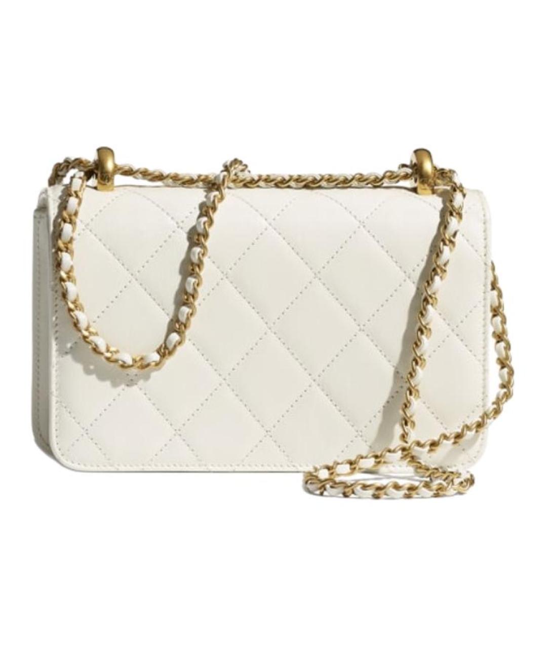 CHANEL Белая кожаная сумка через плечо, фото 2