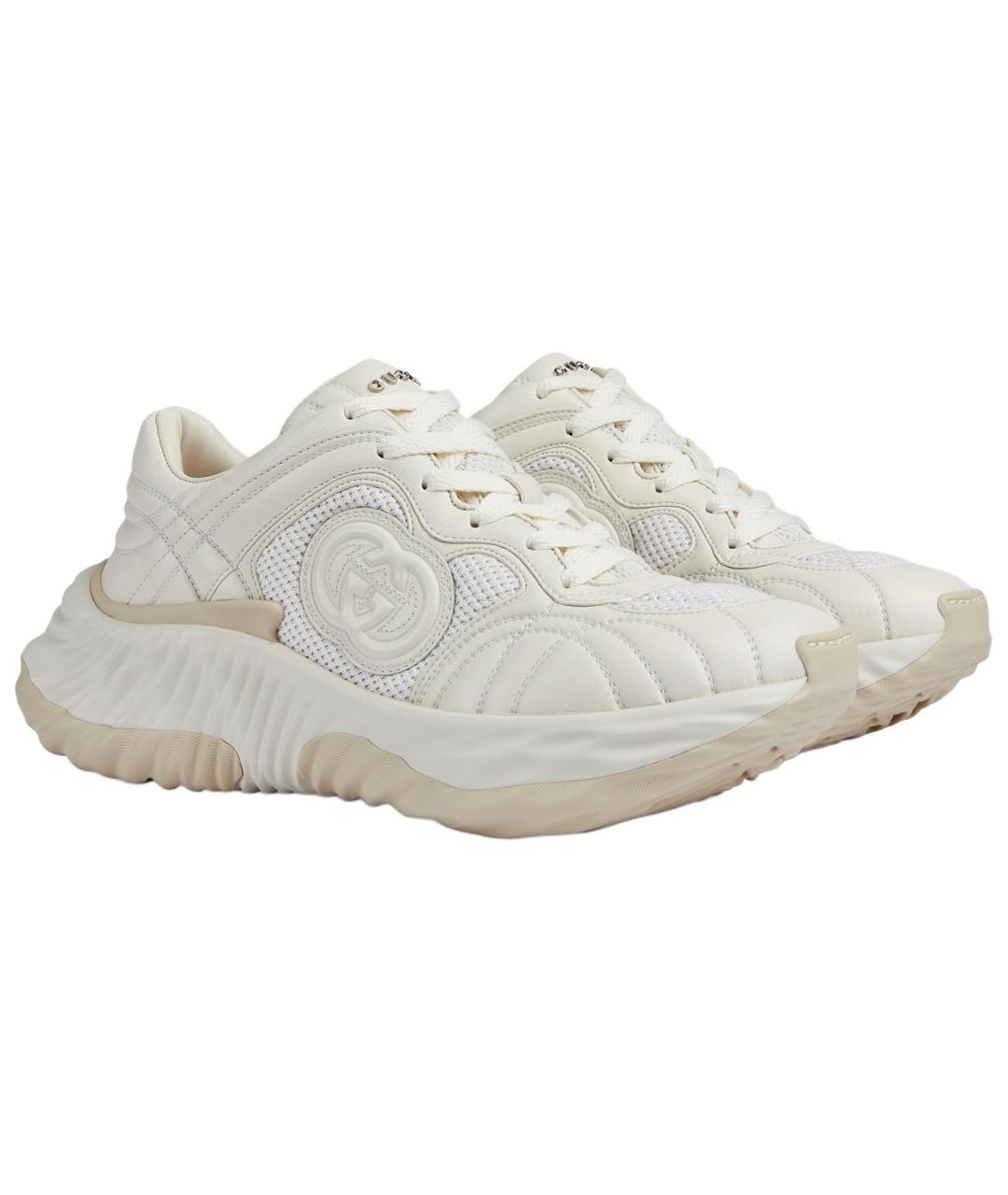 GUCCI Бежевые кожаные кроссовки, фото 3