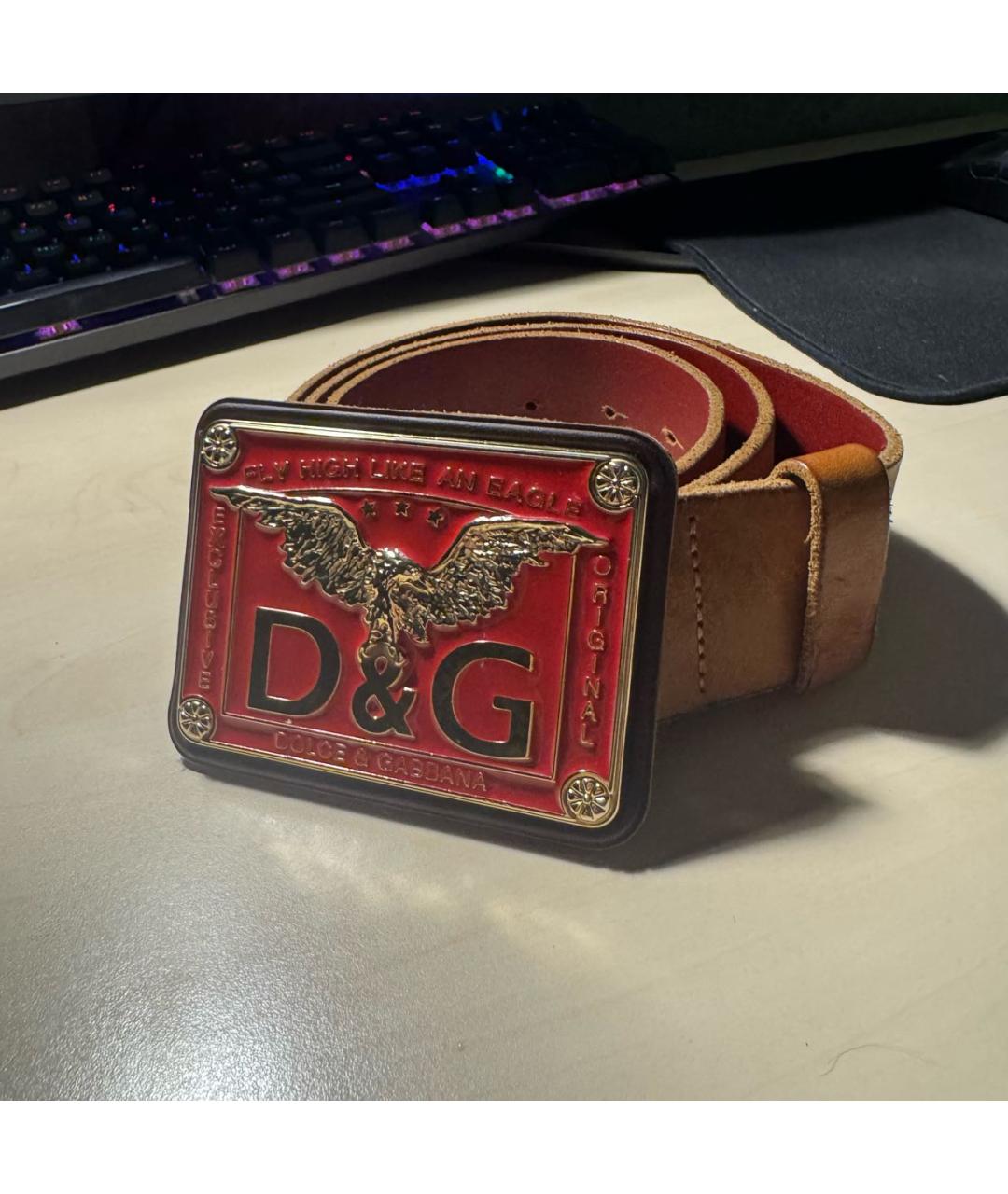 DOLCE&GABBANA Коричневый кожаный ремень, фото 7