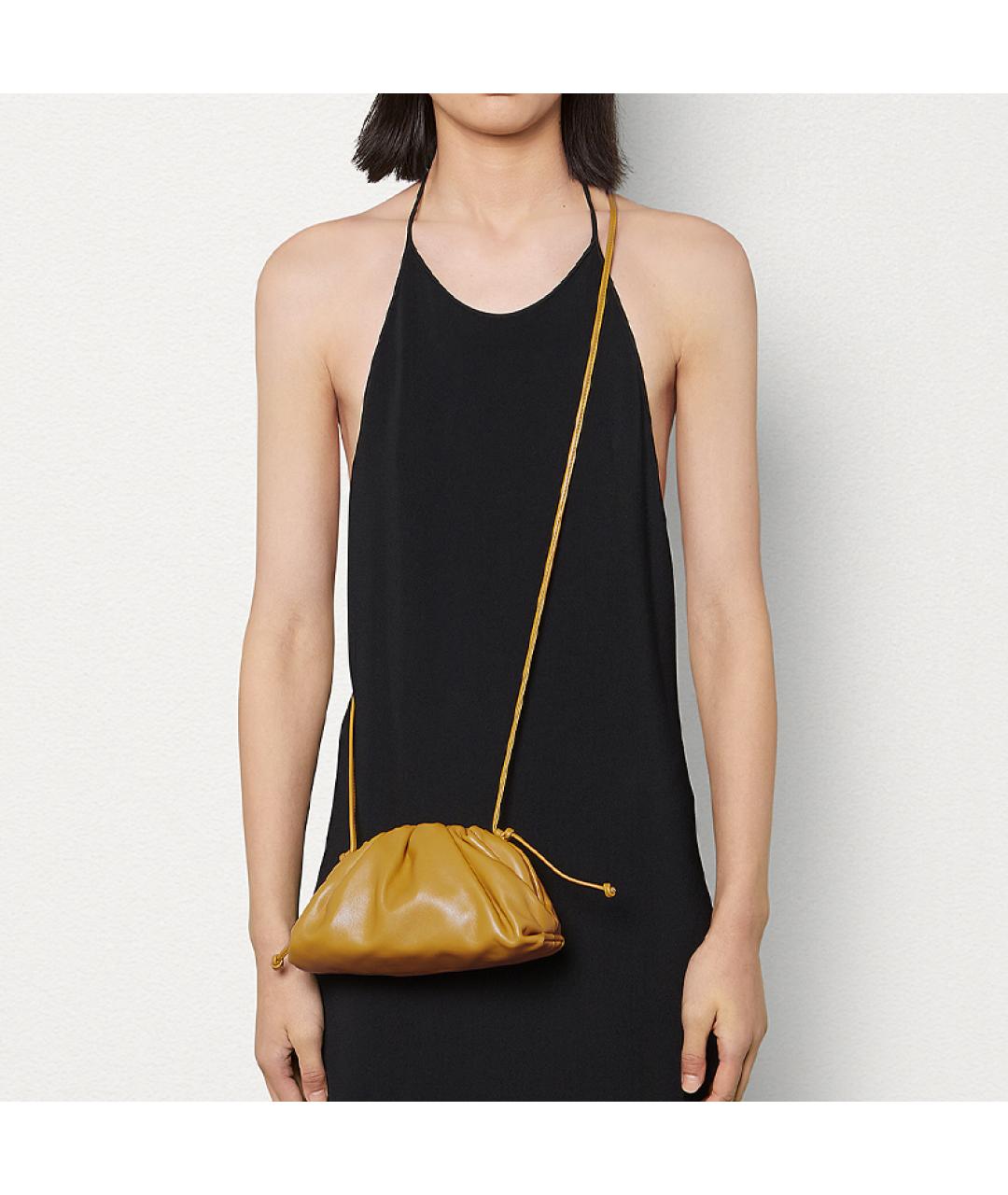 BOTTEGA VENETA Горчичная кожаная сумка через плечо, фото 4