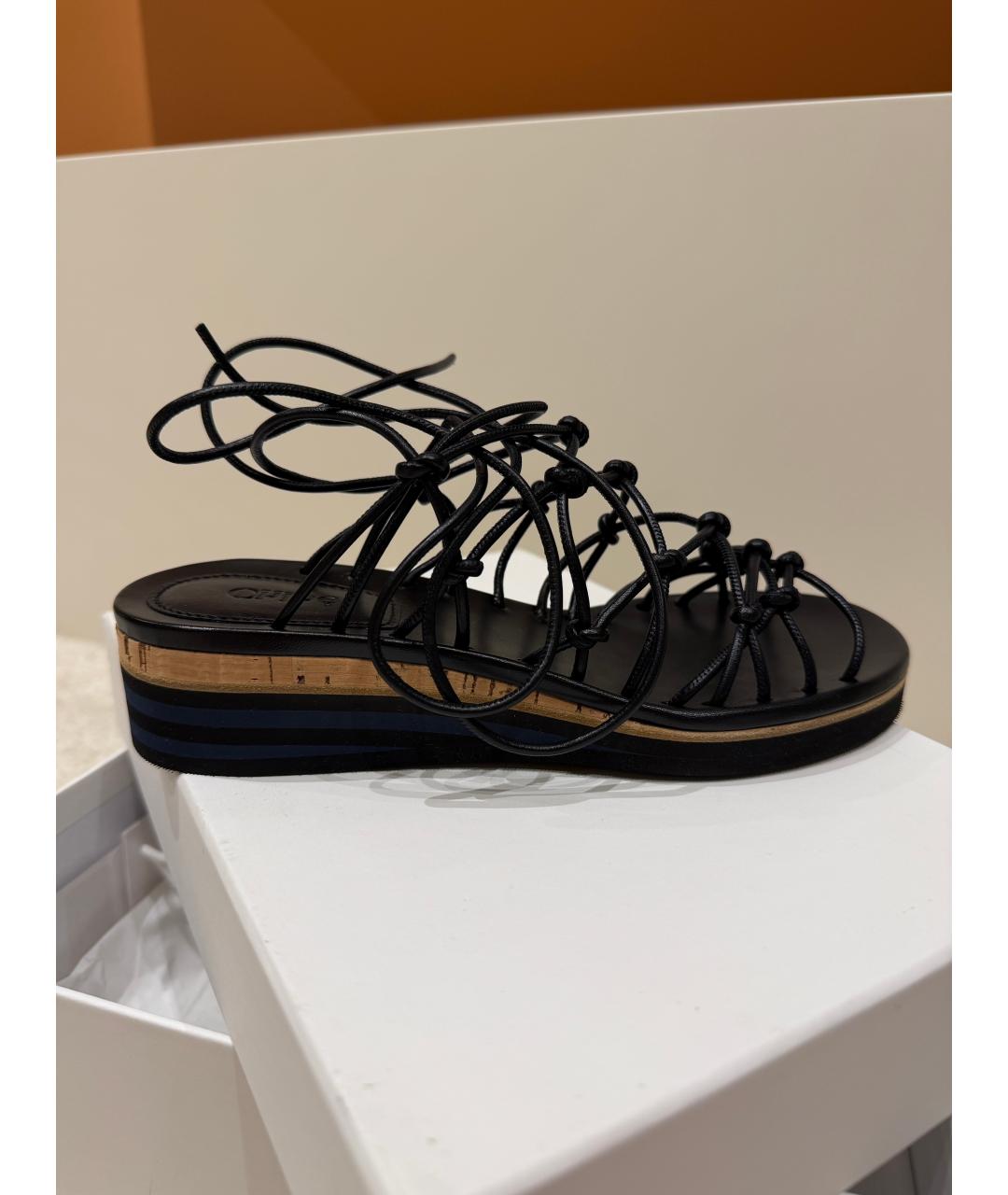 CHLOE Черные кожаные сандалии, фото 7