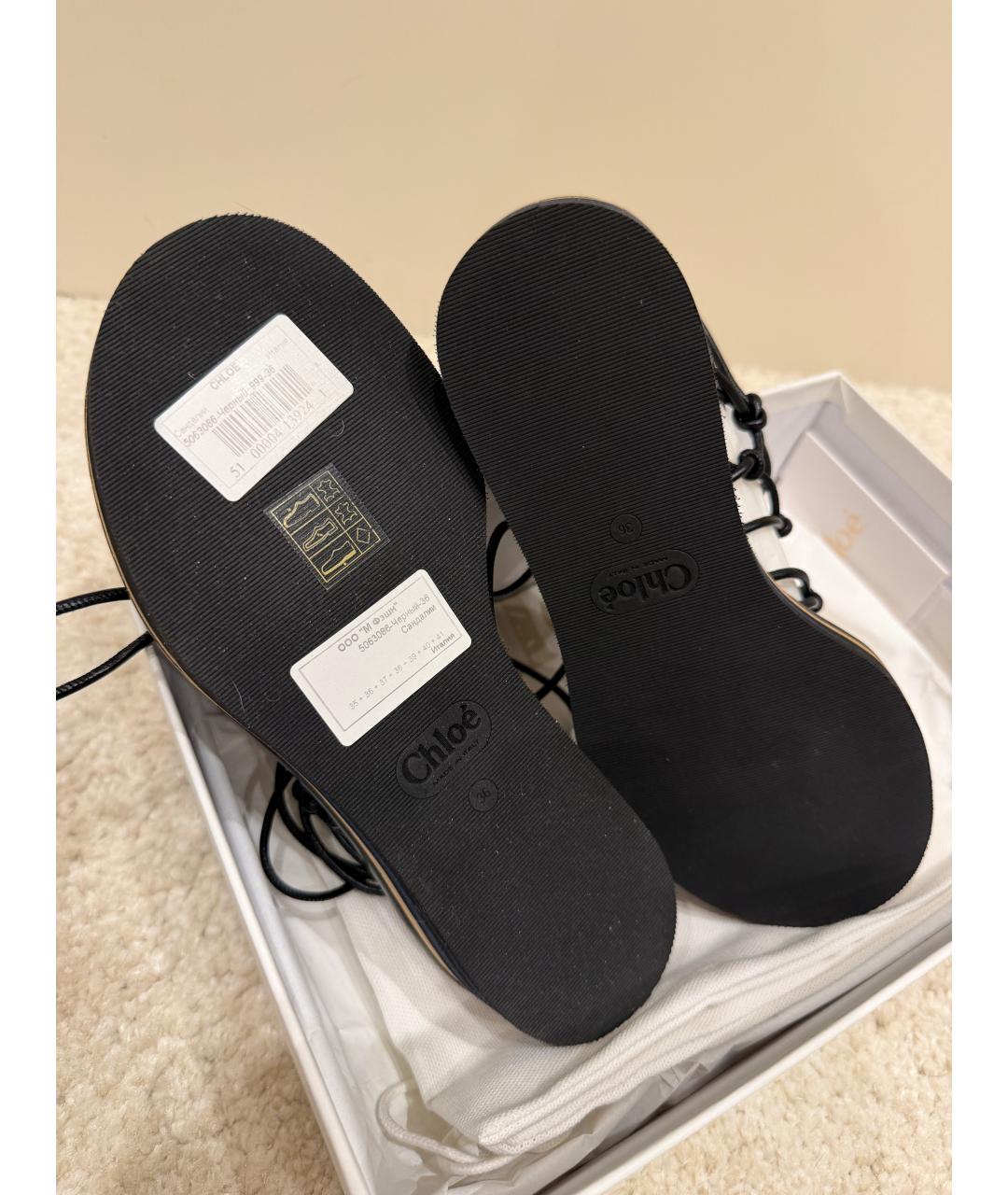 CHLOE Черные кожаные сандалии, фото 5