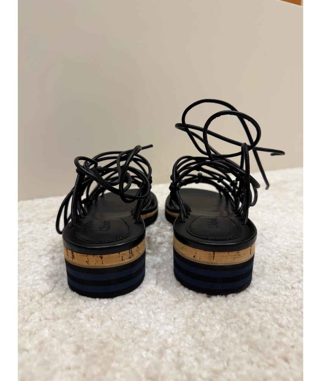 CHLOE Черные кожаные сандалии, фото 4