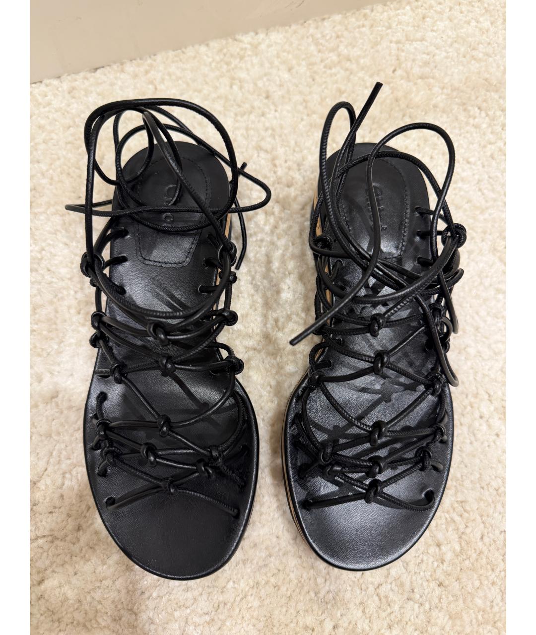 CHLOE Черные кожаные сандалии, фото 3