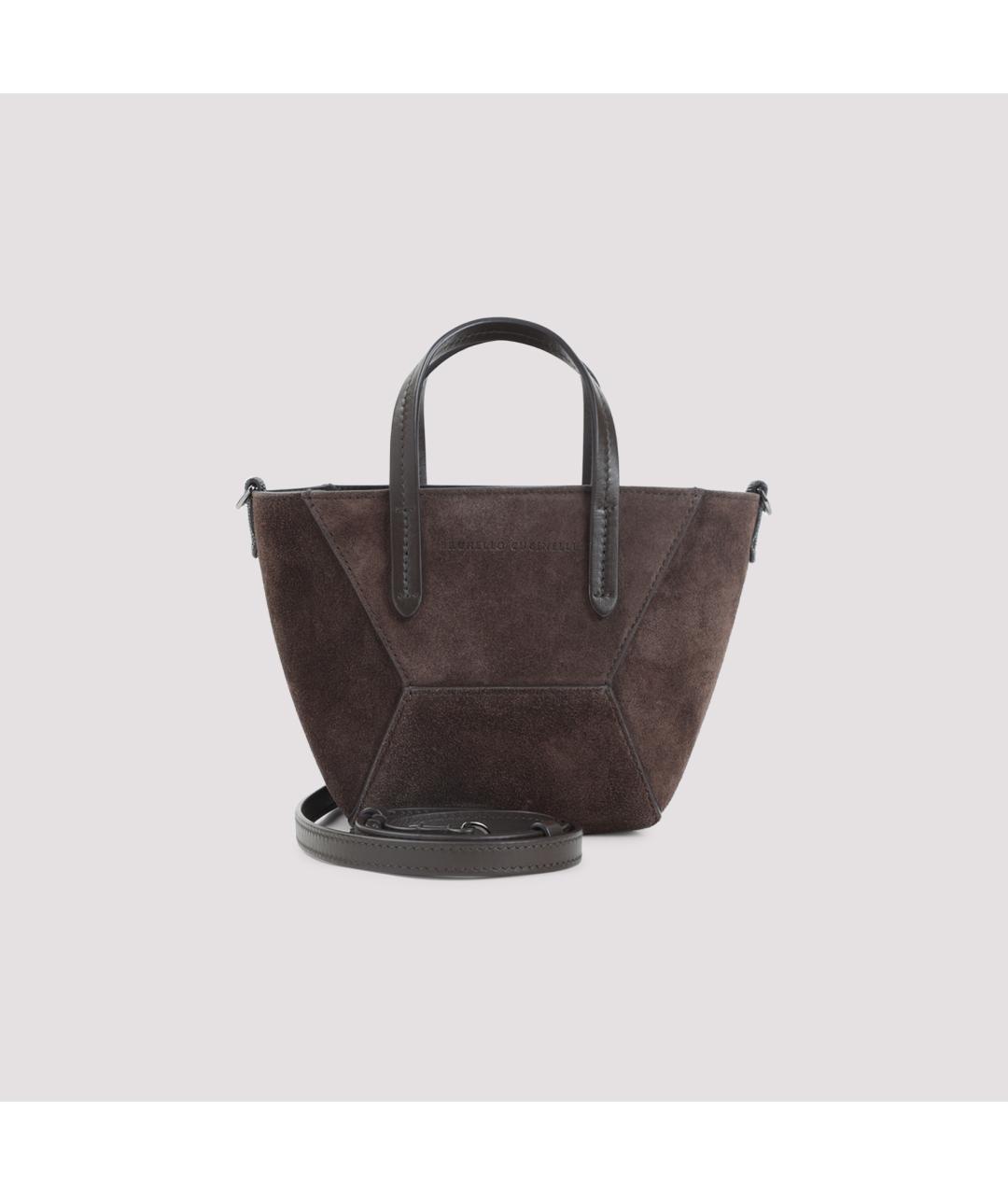 BRUNELLO CUCINELLI Коричневая замшевая сумка тоут, фото 2