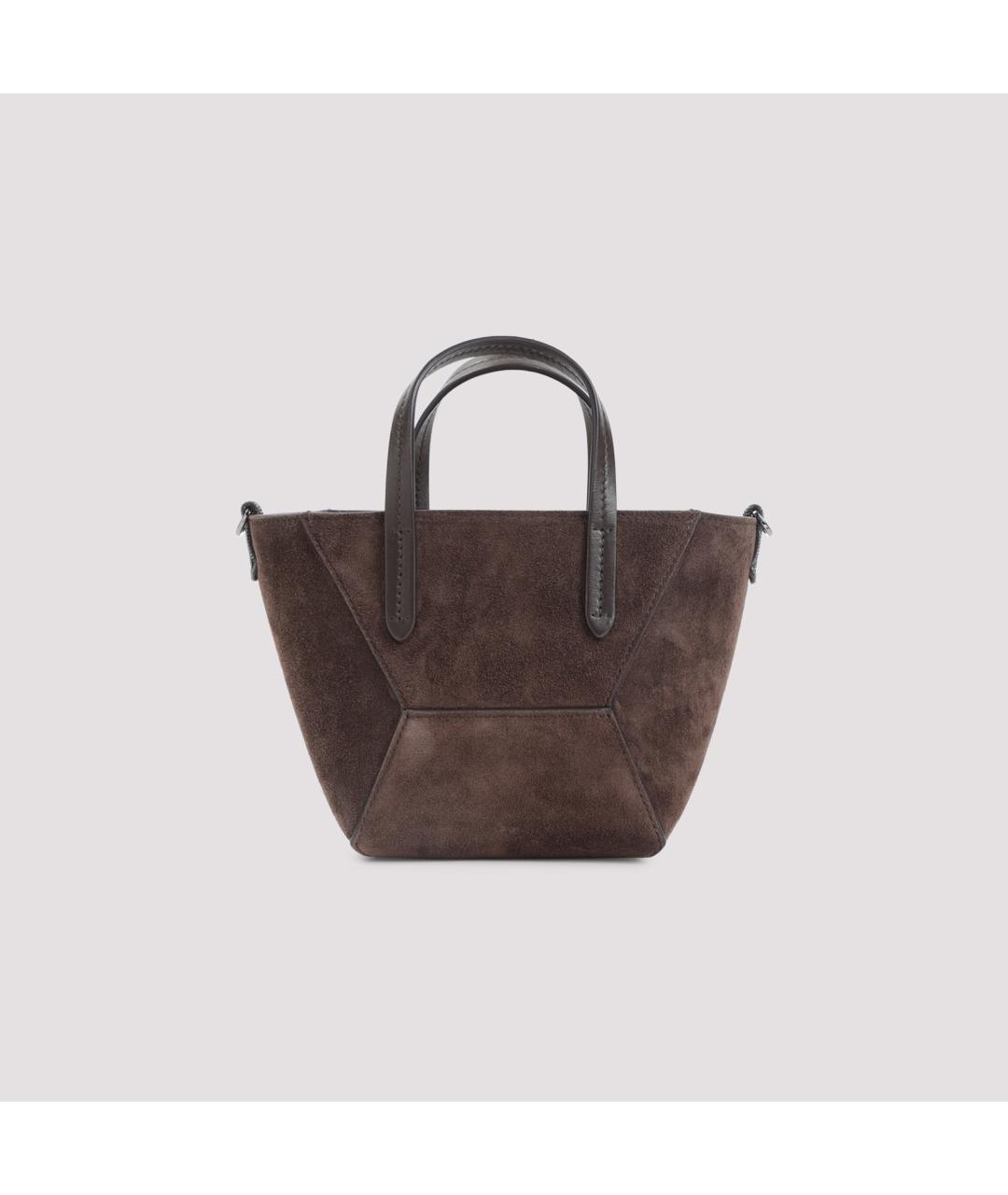 BRUNELLO CUCINELLI Коричневая замшевая сумка тоут, фото 3