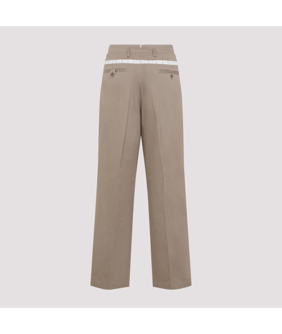 MAISON MARGIELA Бежевые хлопковые повседневные брюки, фото 3