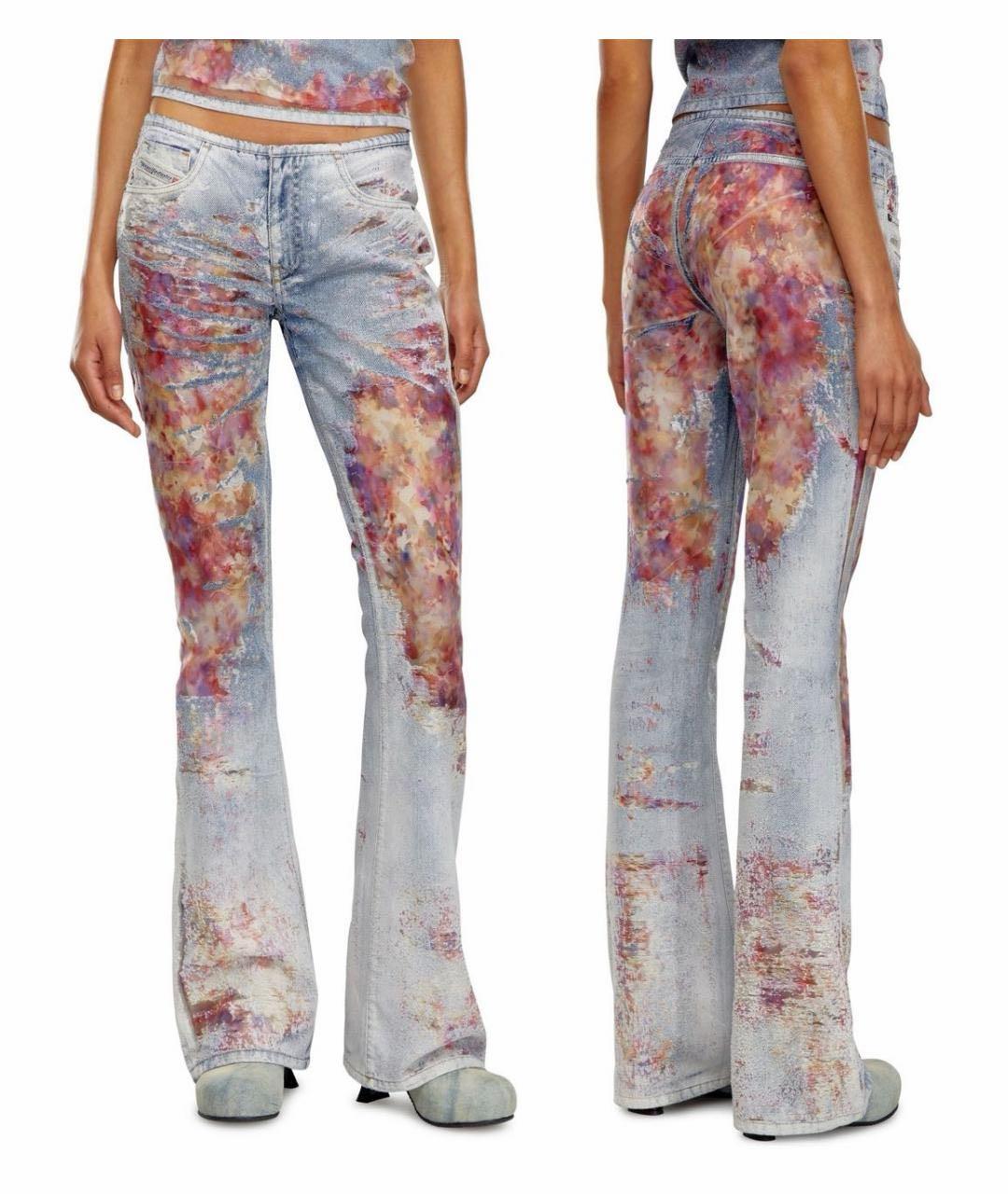 DIESEL Голубые хлопковые джинсы клеш, фото 2