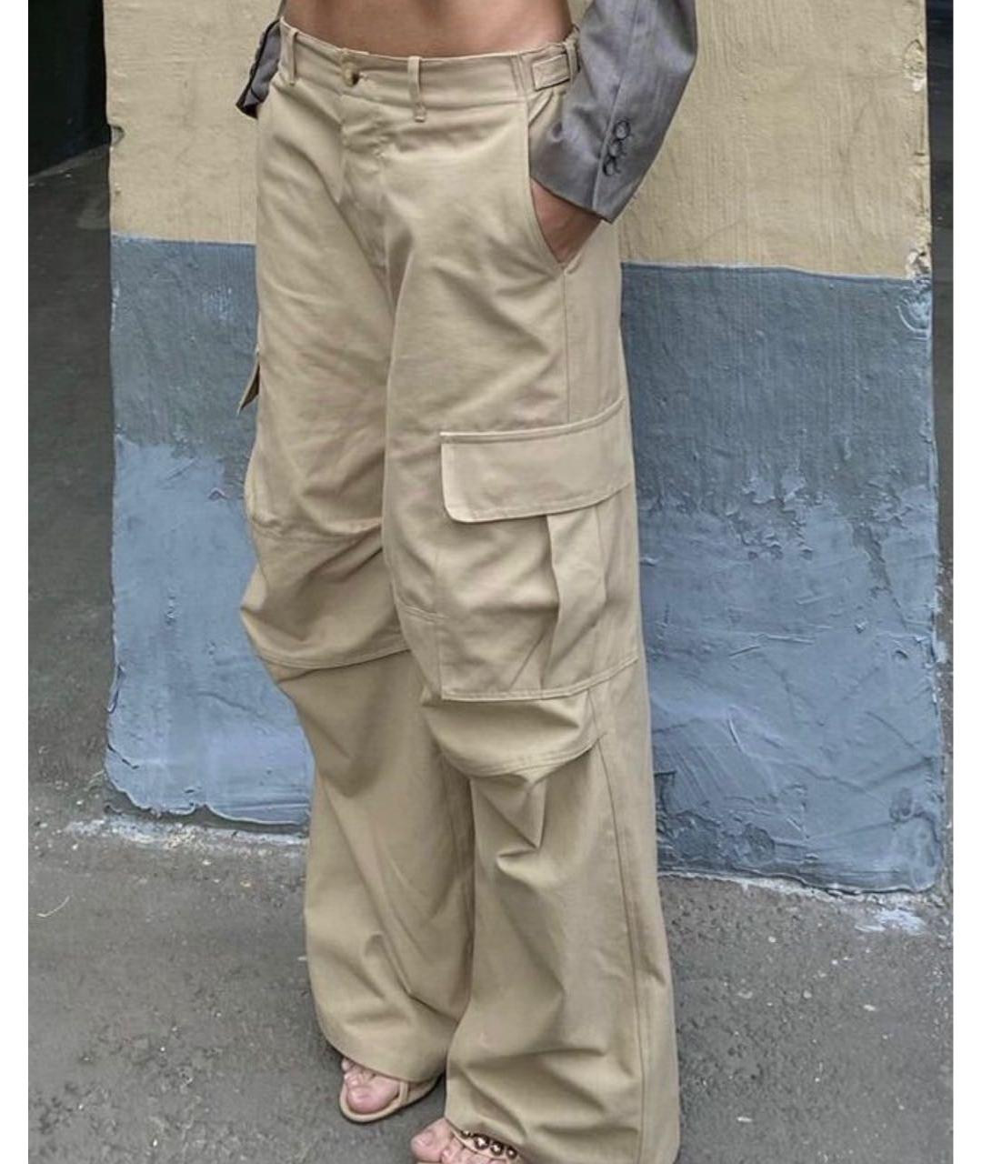 PLANTA ROSA Бежевые хлопковые брюки широкие, фото 7