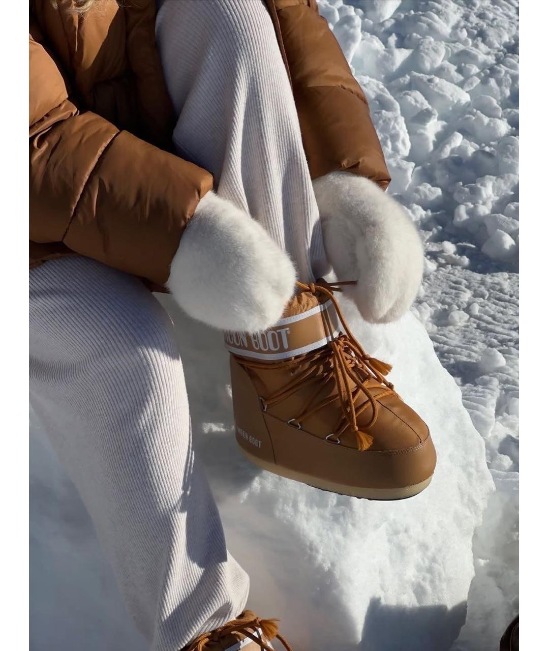 MOON BOOT Коричневые текстильные ботинки, фото 6