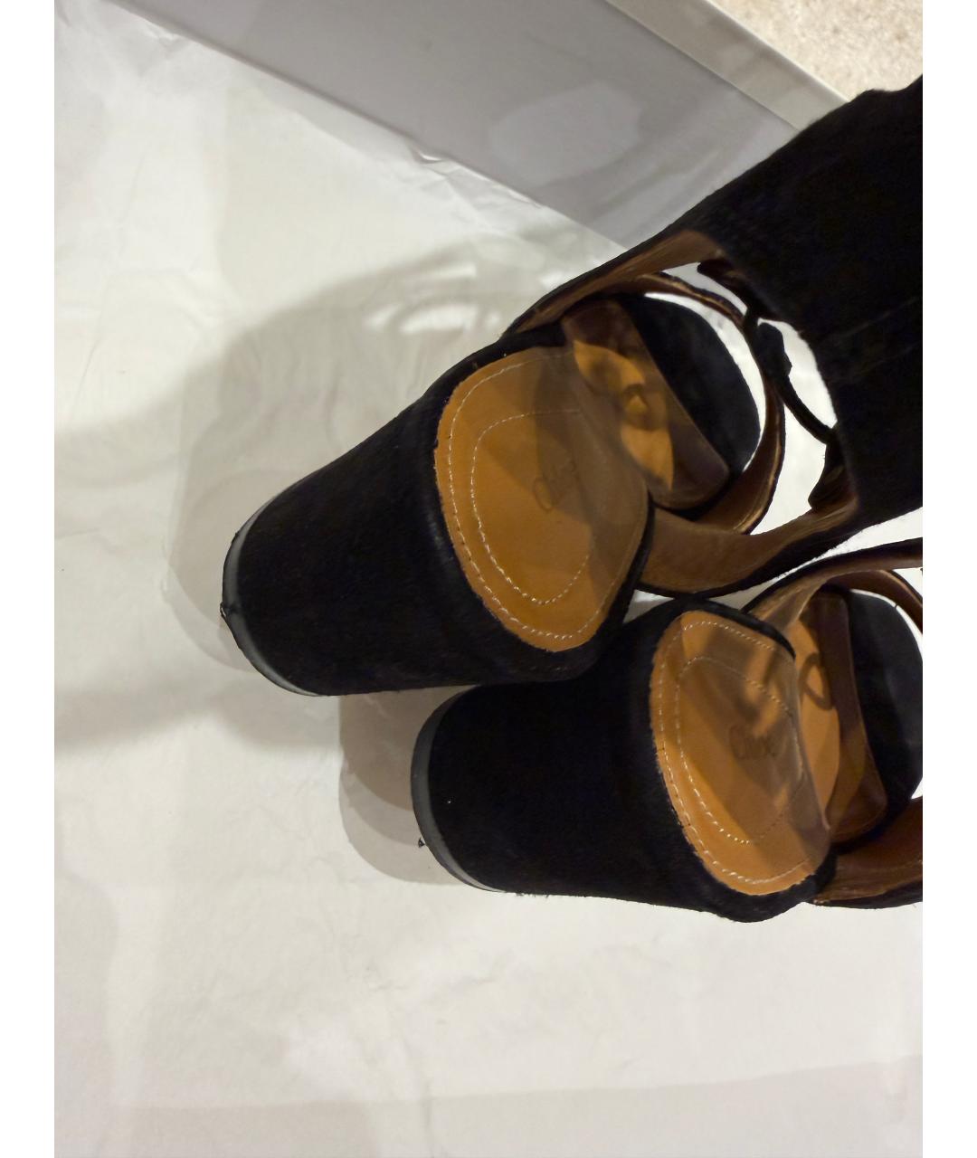 CHLOE Черные замшевые босоножки, фото 3