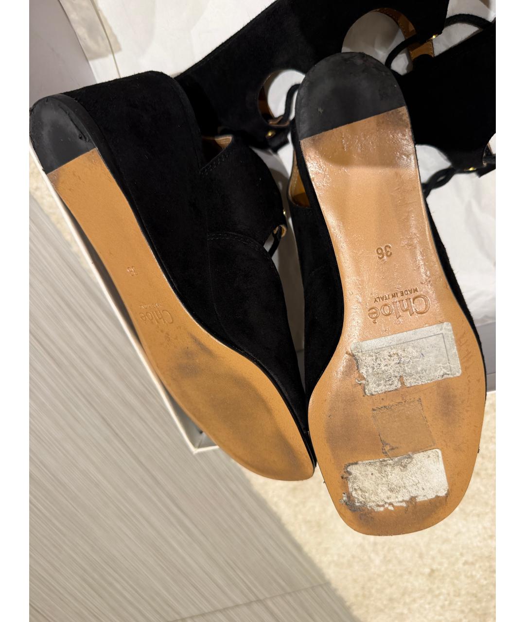 CHLOE Черные замшевые босоножки, фото 5