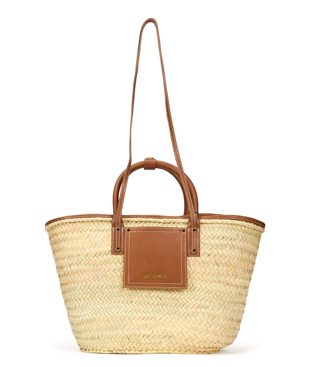 JACQUEMUS Бежевая пелетеная сумка тоут, фото 1