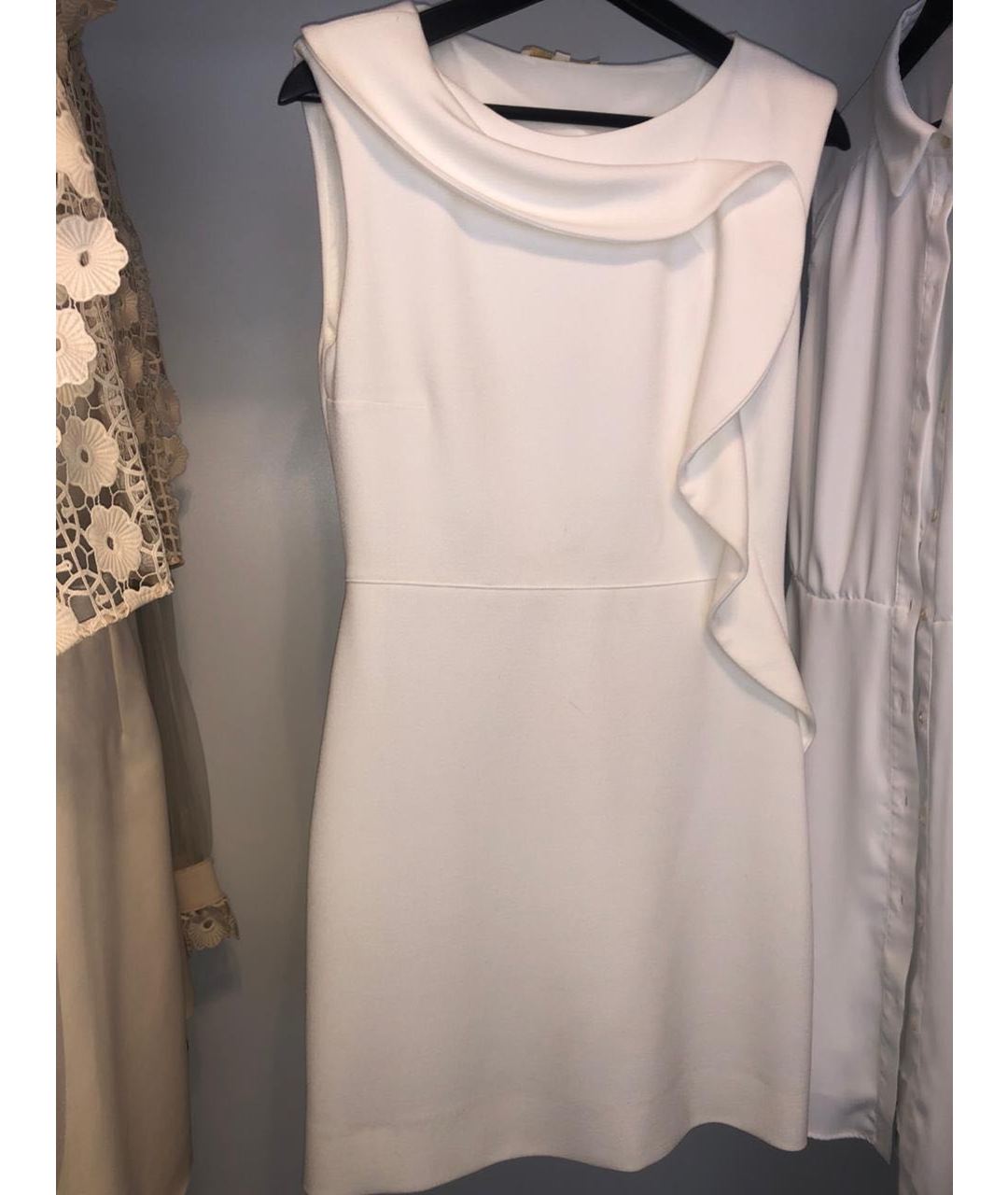 MAJE Белое хлопко-эластановое коктейльное платье, фото 2