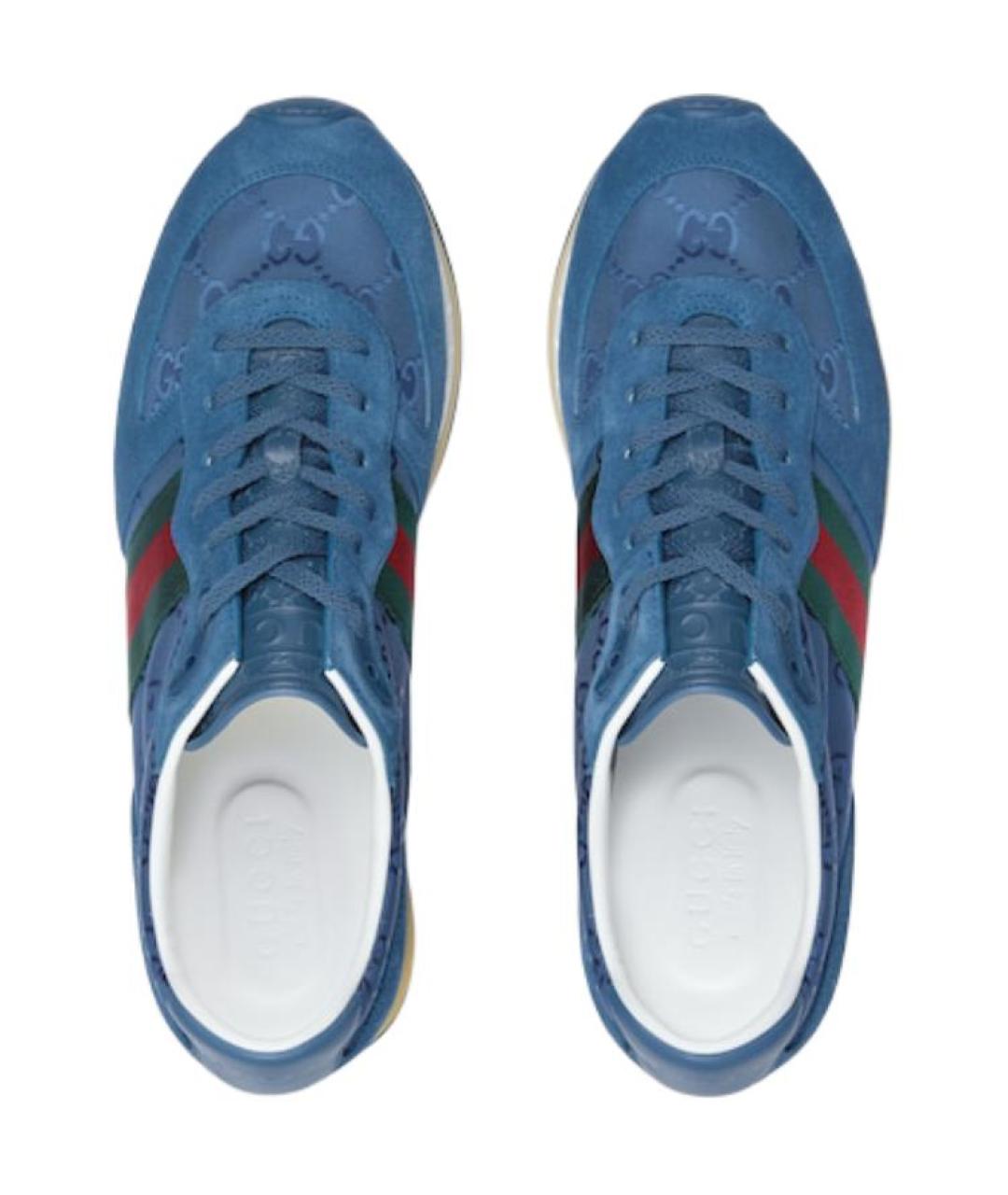 GUCCI Синие текстильные низкие кроссовки / кеды, фото 4