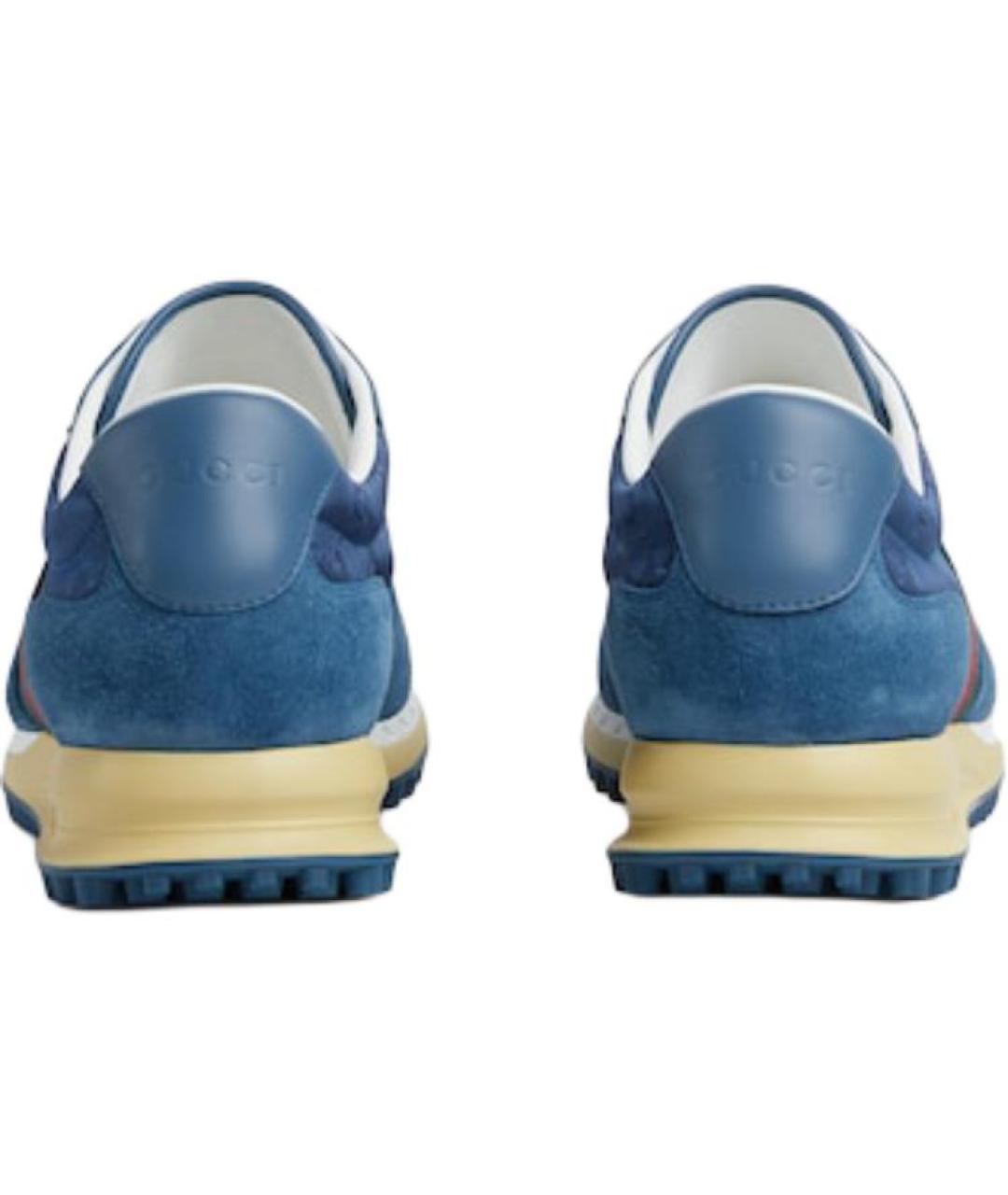 GUCCI Синие текстильные низкие кроссовки / кеды, фото 5