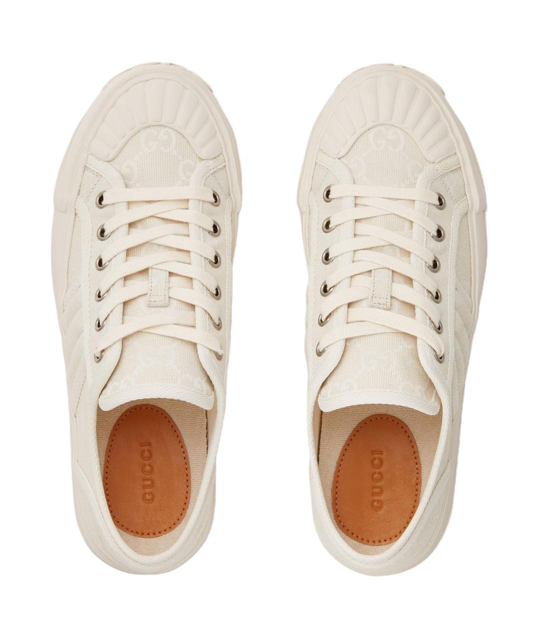 GUCCI Белые текстильные кроссовки, фото 4