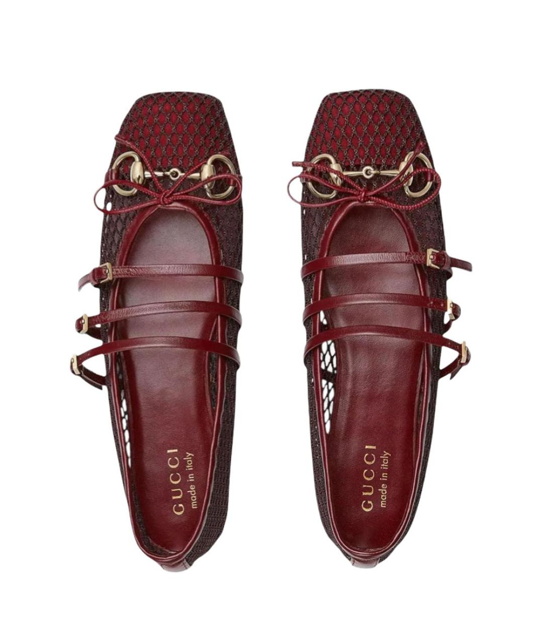 GUCCI Бордовые балетки, фото 4