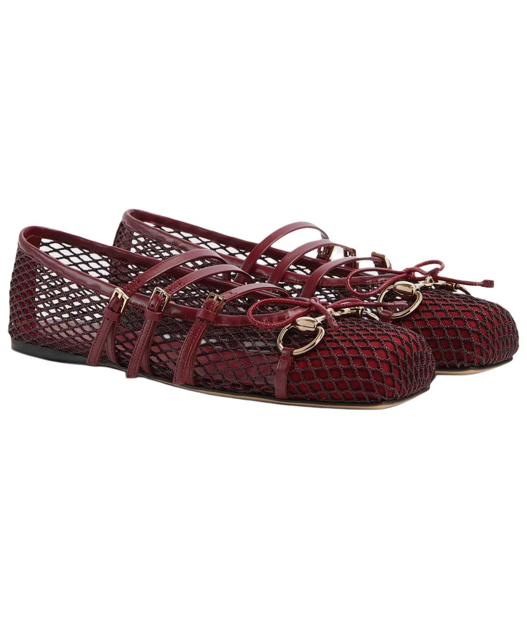 GUCCI Бордовые балетки, фото 3