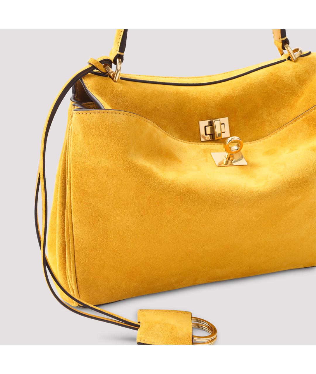 BALENCIAGA Желтая замшевая сумка тоут, фото 4